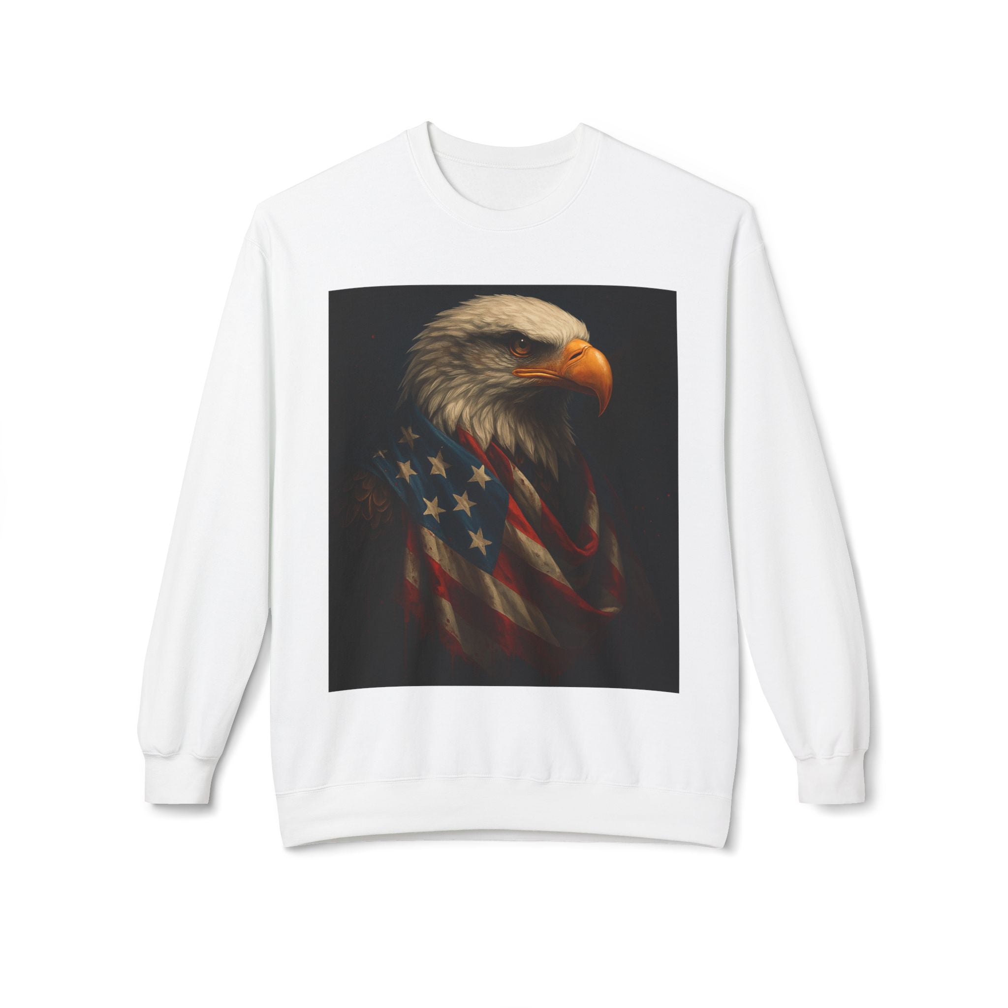 Patriotic Eagle Crewneck Sweatshirt – Bald Eagle with American Flag Design
