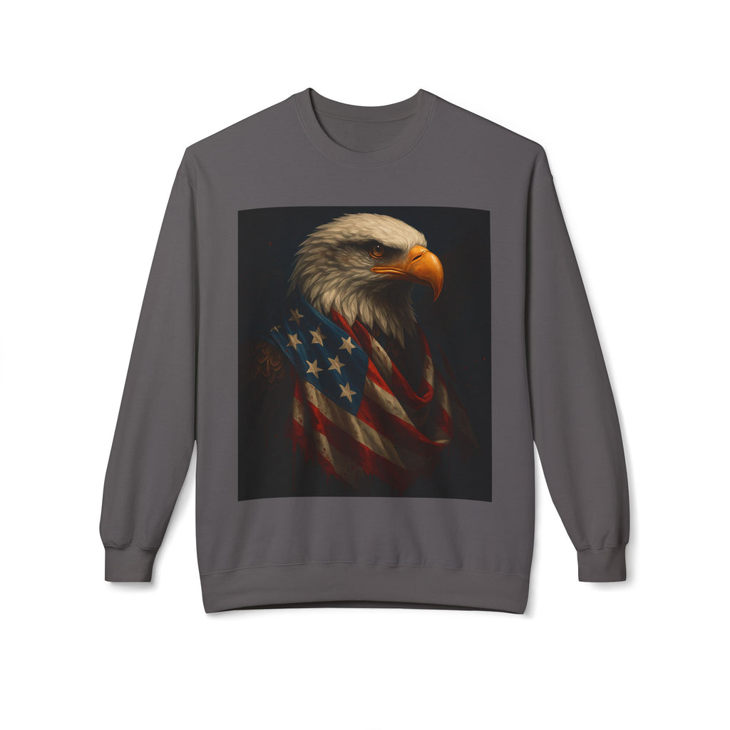 Patriotic Eagle Crewneck Sweatshirt – Bald Eagle with American Flag Design