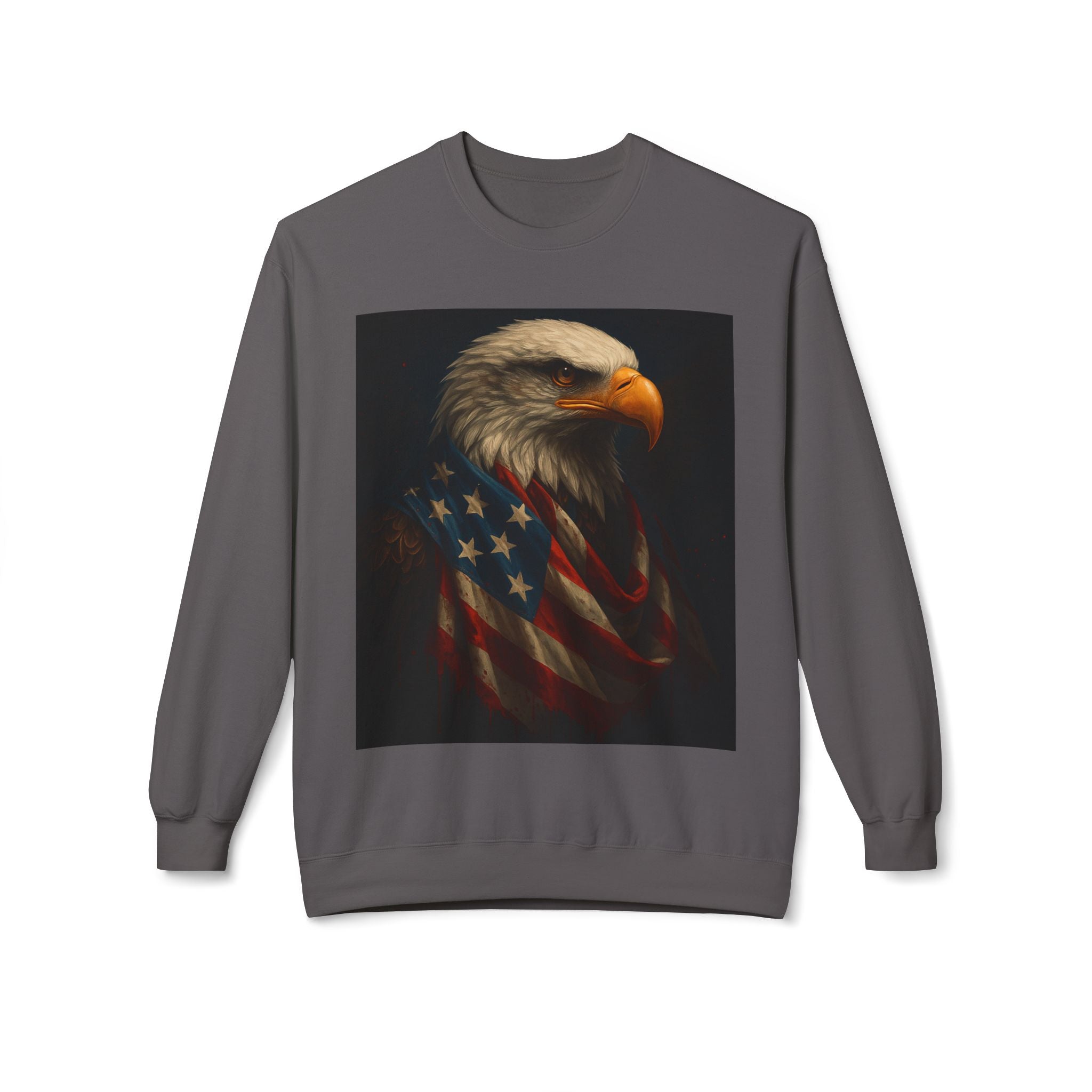Patriotic Eagle Crewneck Sweatshirt – Bald Eagle with American Flag Design