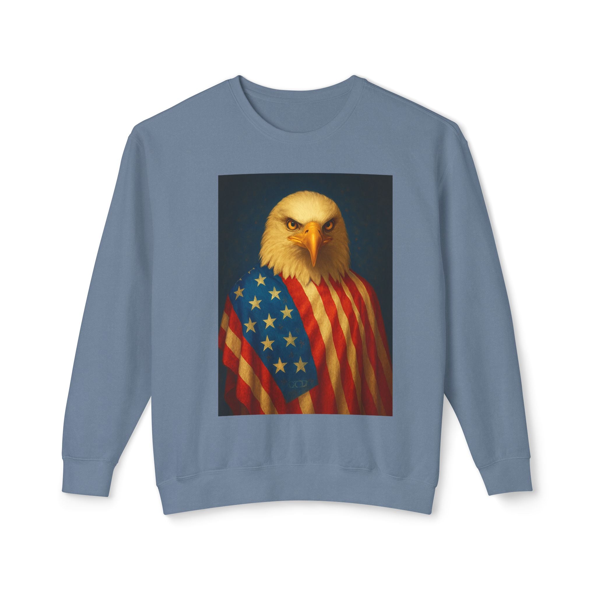 Patriotic Eagle Crewneck Sweatshirt — American Flag Bald Eagle Design