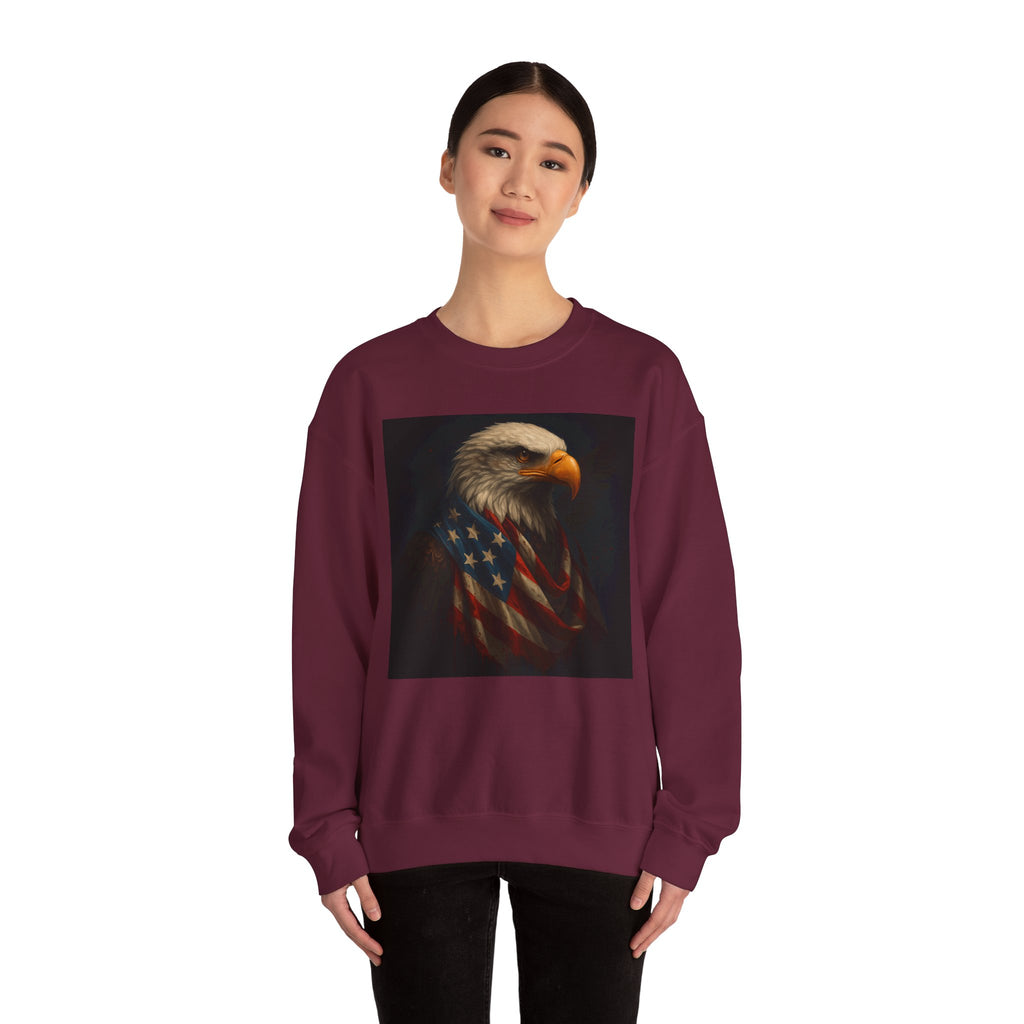 American Eagle Flag Sweatshirt — Patriotic Bald Eagle Crewneck