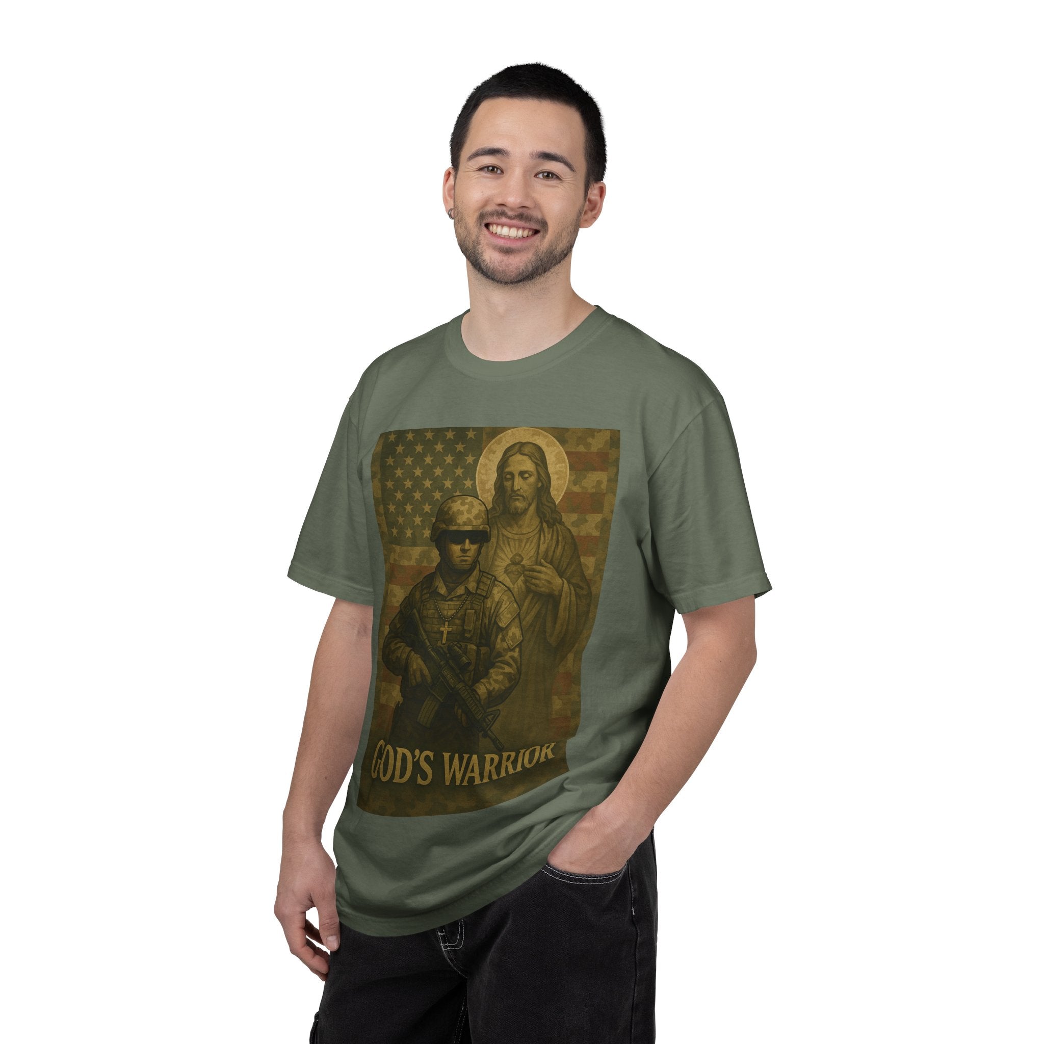 T-Shirt — "God's Warrior" Christian Military Graphic Tee