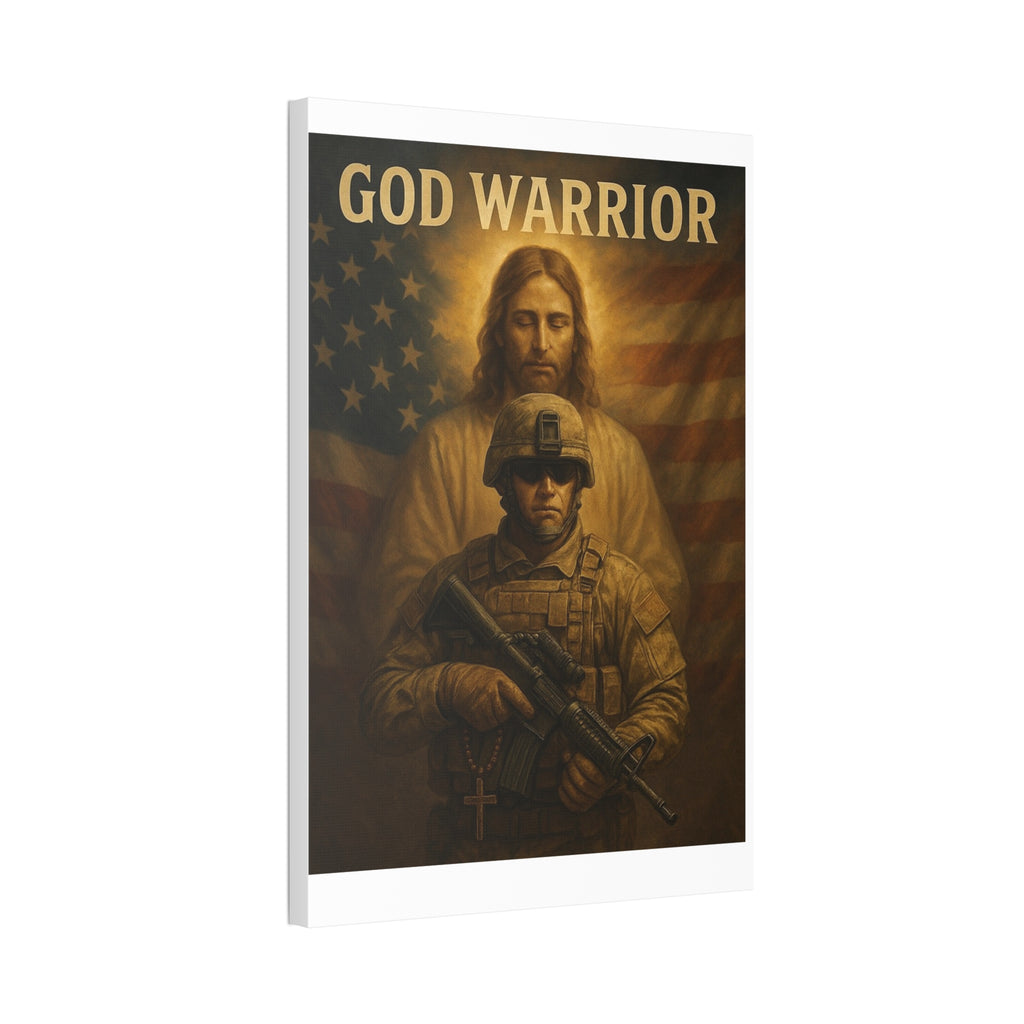 God Warrior Canvas Print — Patriotic Military Jesus Wall Art
