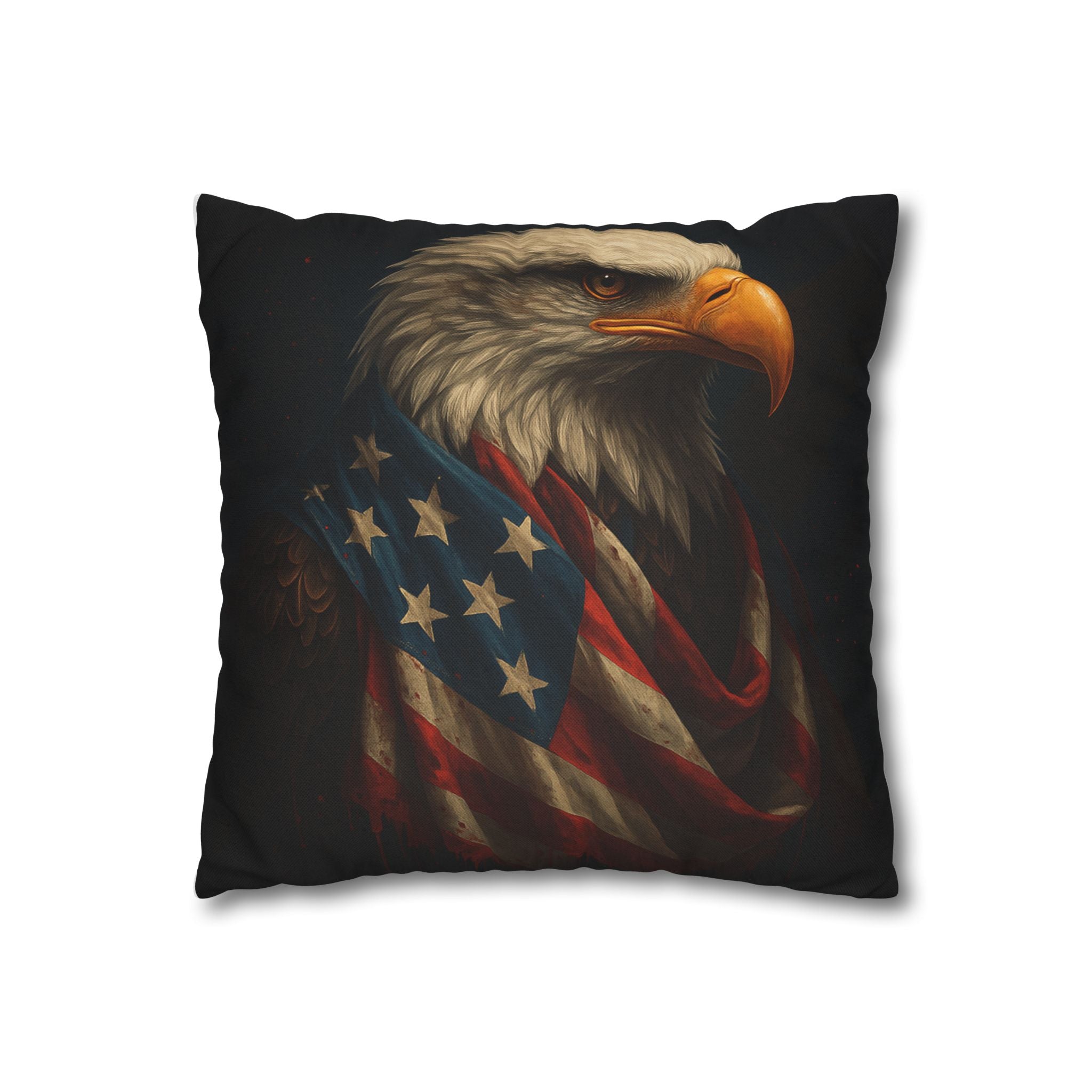 Patriotic Eagle Throw Pillowcase — Bald Eagle with American Flag