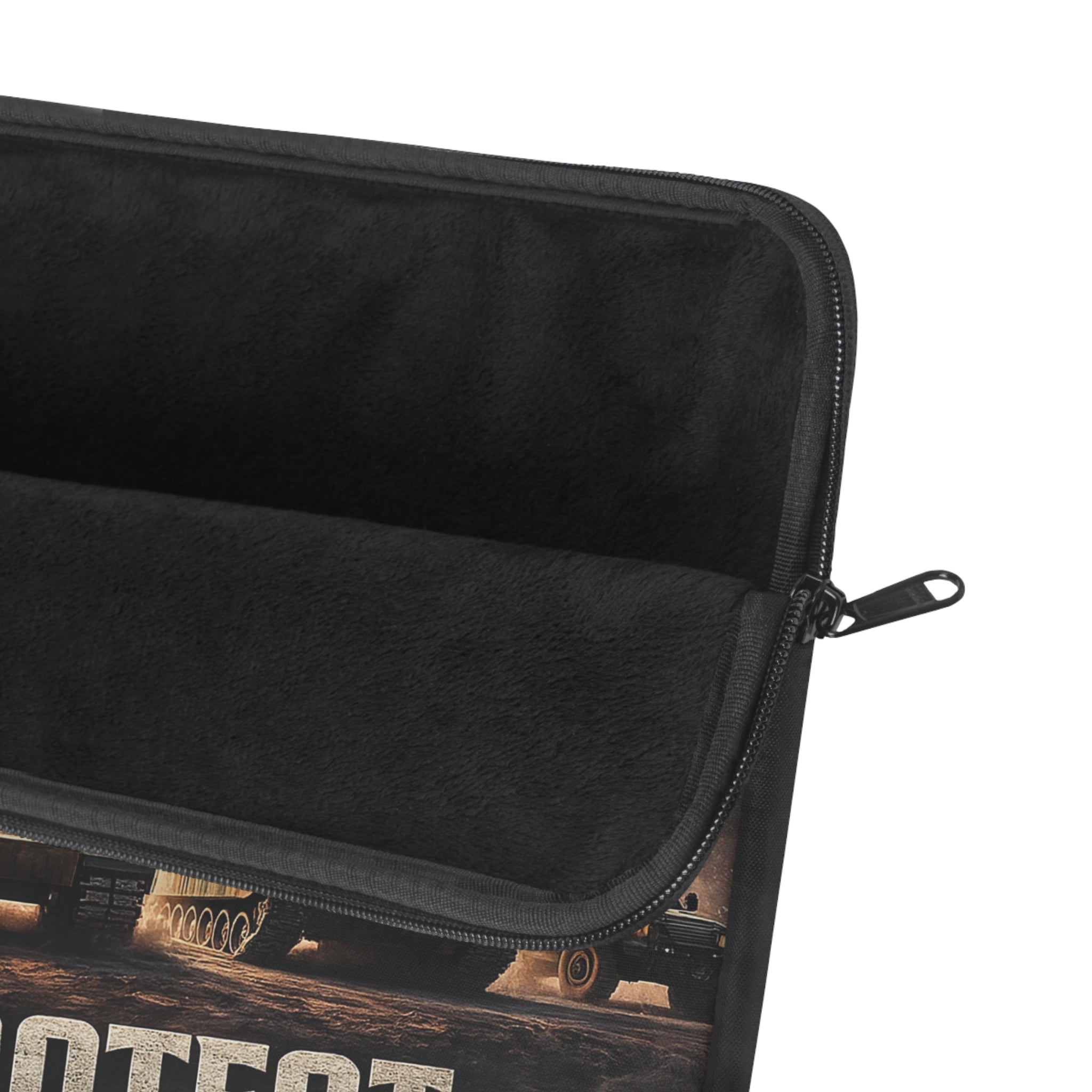 God Protect Military Laptop Sleeve — Patriotic Tanks & Guardian Figure