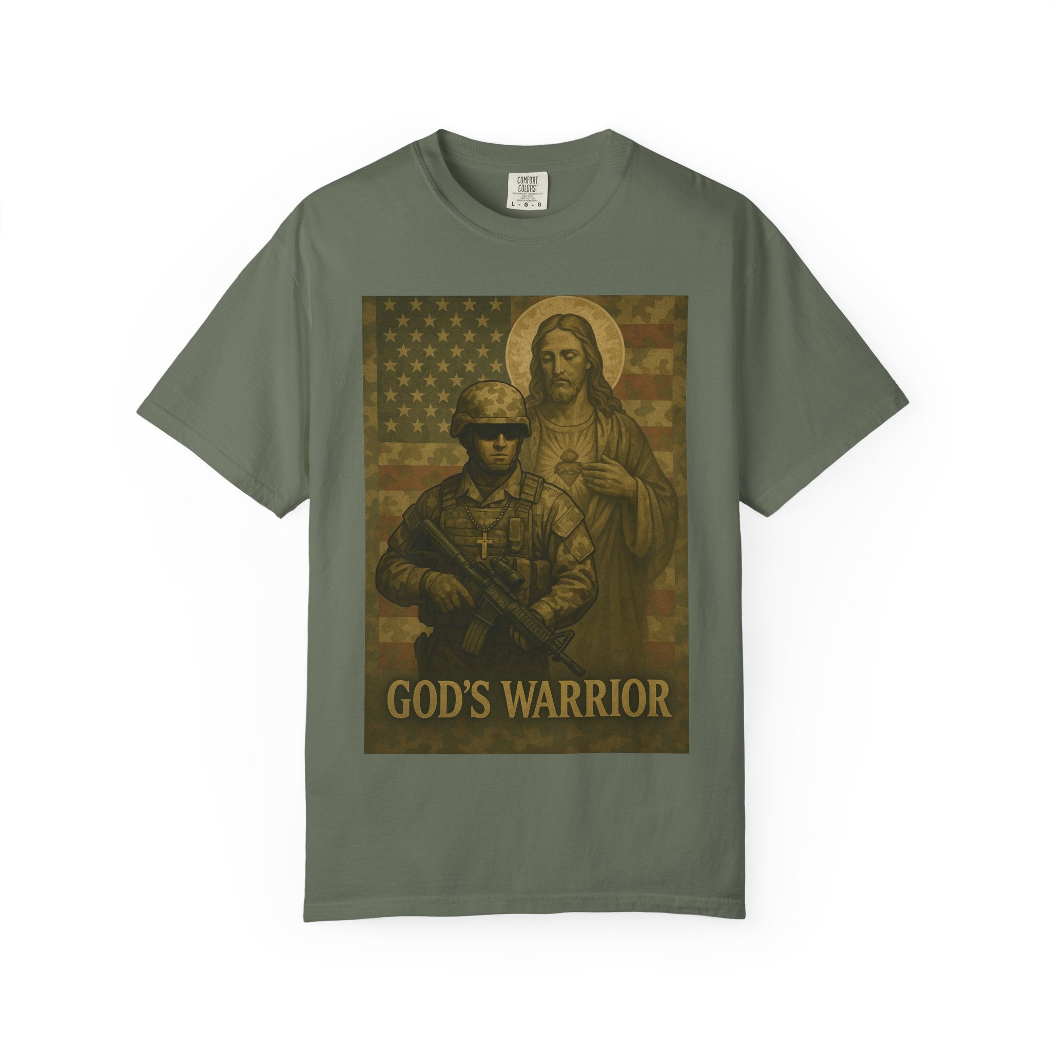 T-Shirt — "God's Warrior" Christian Military Graphic Tee