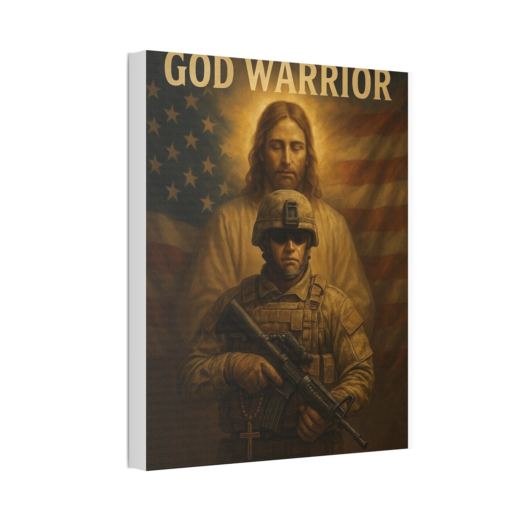 God Warrior Canvas Print — Patriotic Military Jesus Wall Art