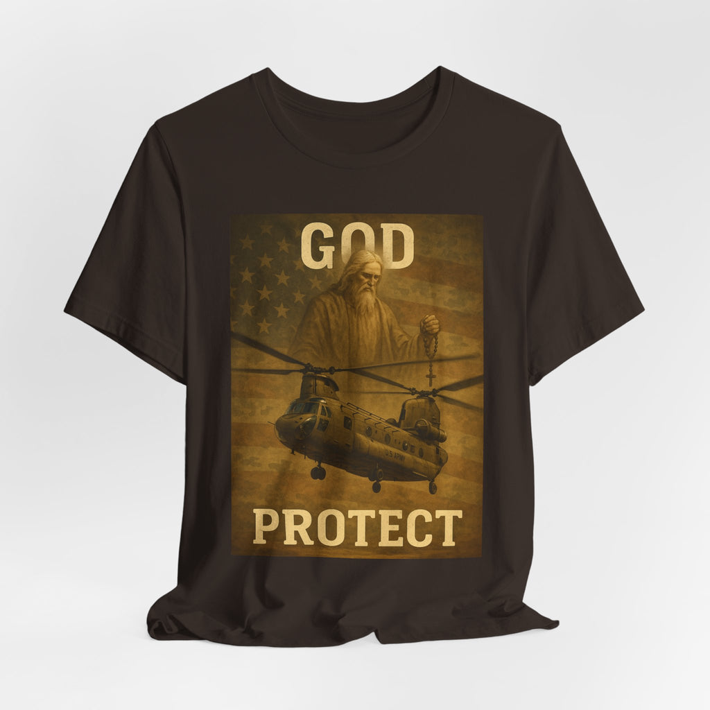 God Protect Military Helicopter T‑Shirt