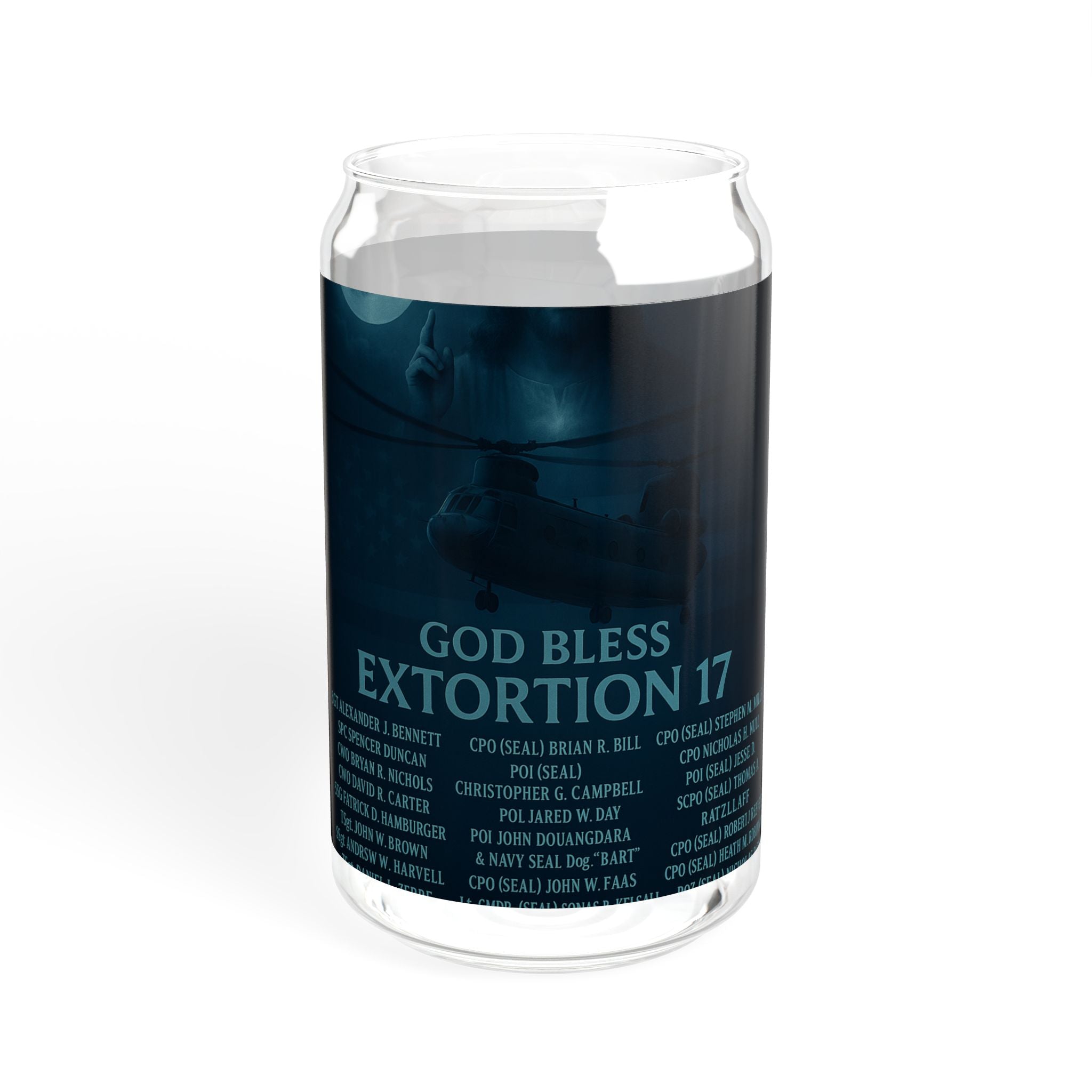 Sipper Glass – 'God Bless Extortion 17' Military Tribute 16oz Tumbler