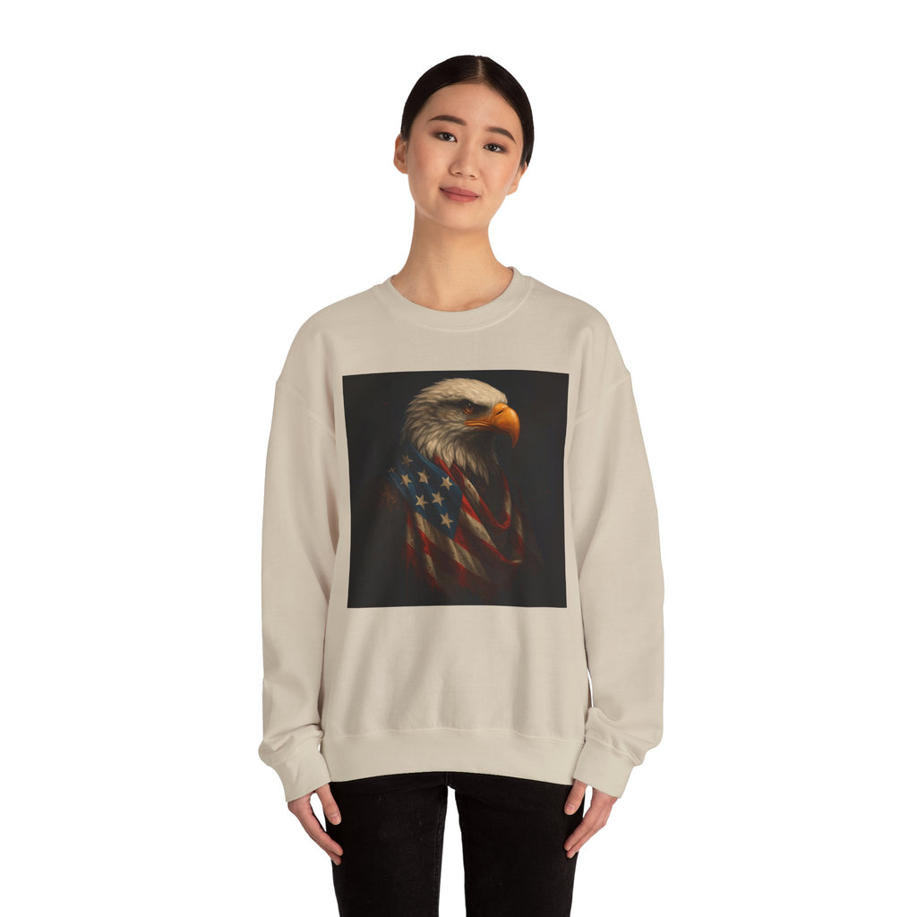 American Eagle Flag Sweatshirt — Patriotic Bald Eagle Crewneck