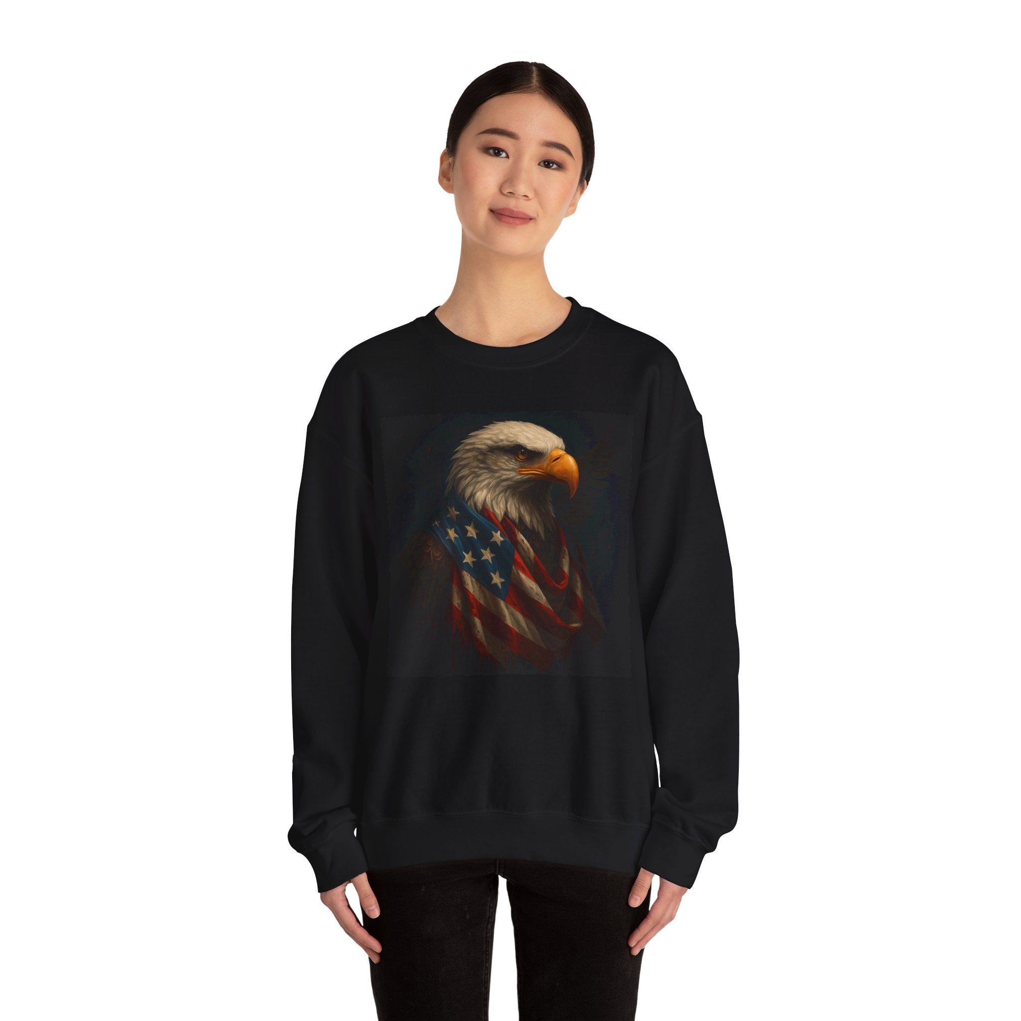 American Eagle Flag Sweatshirt — Patriotic Bald Eagle Crewneck