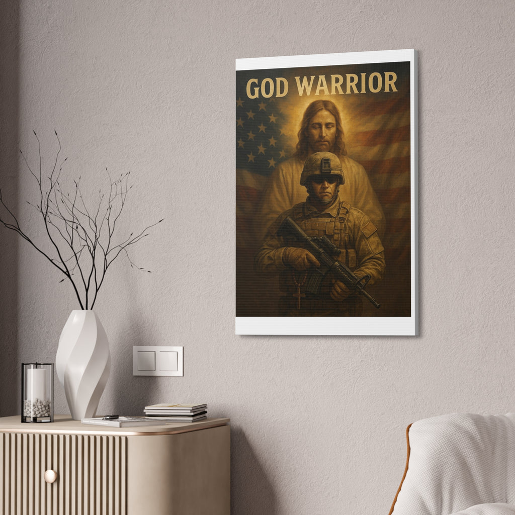 God Warrior Canvas Print — Patriotic Military Jesus Wall Art