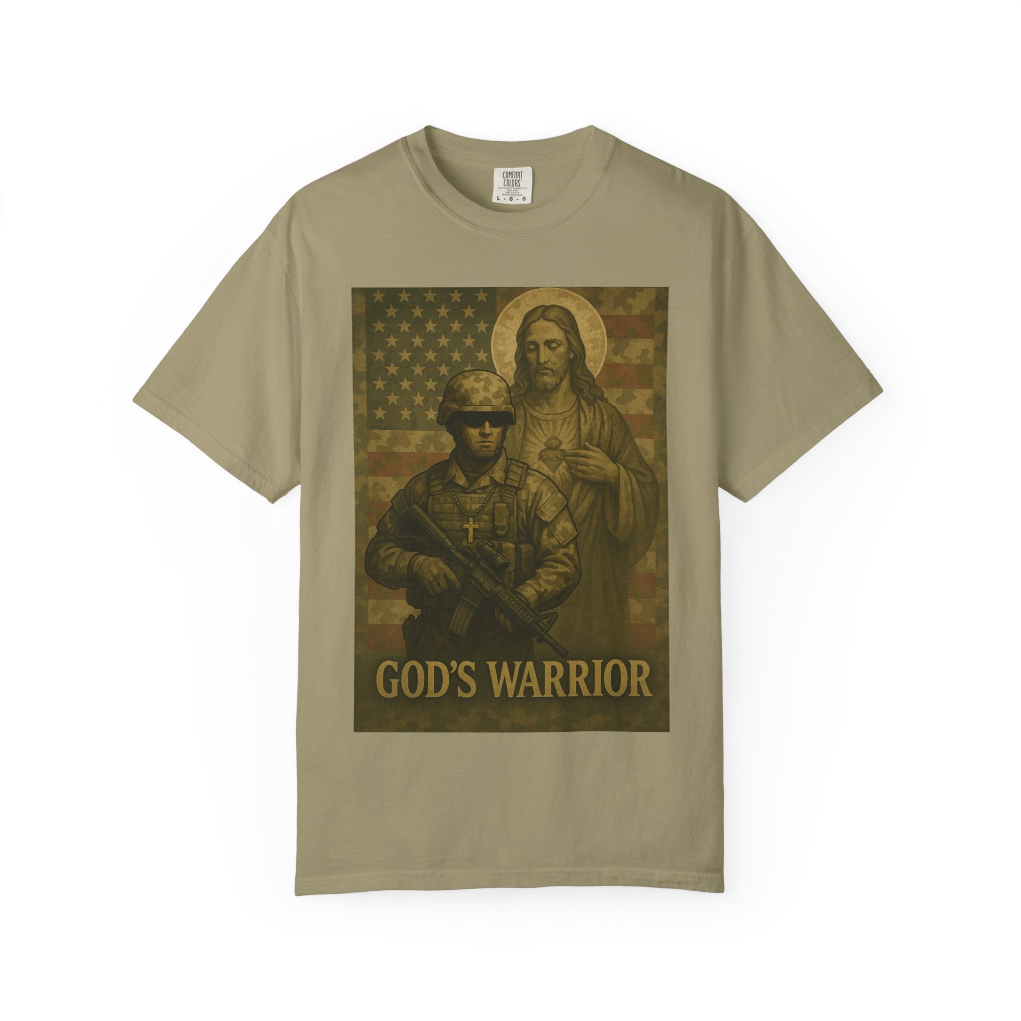 T-Shirt — "God's Warrior" Christian Military Graphic Tee