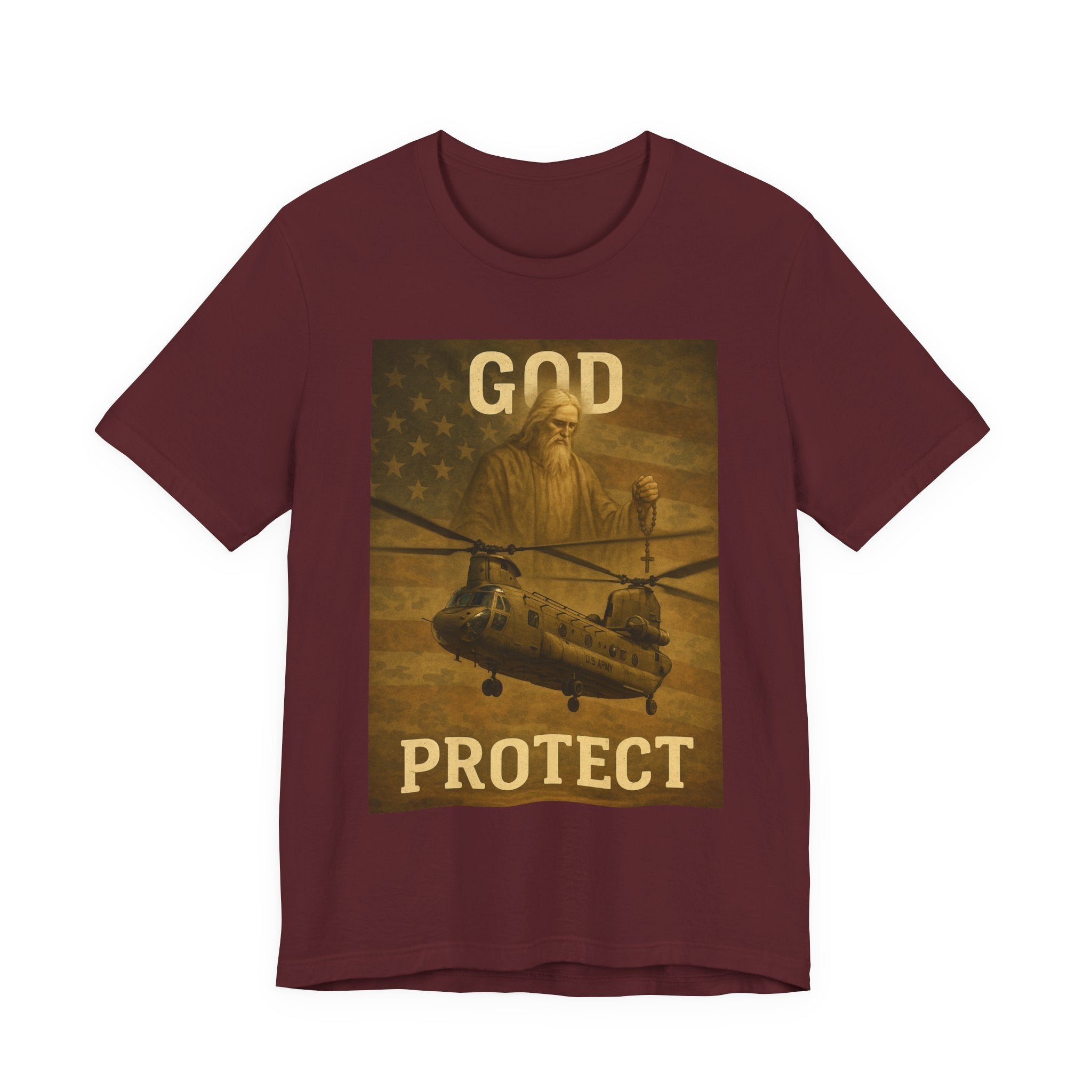 God Protect Military Helicopter T‑Shirt