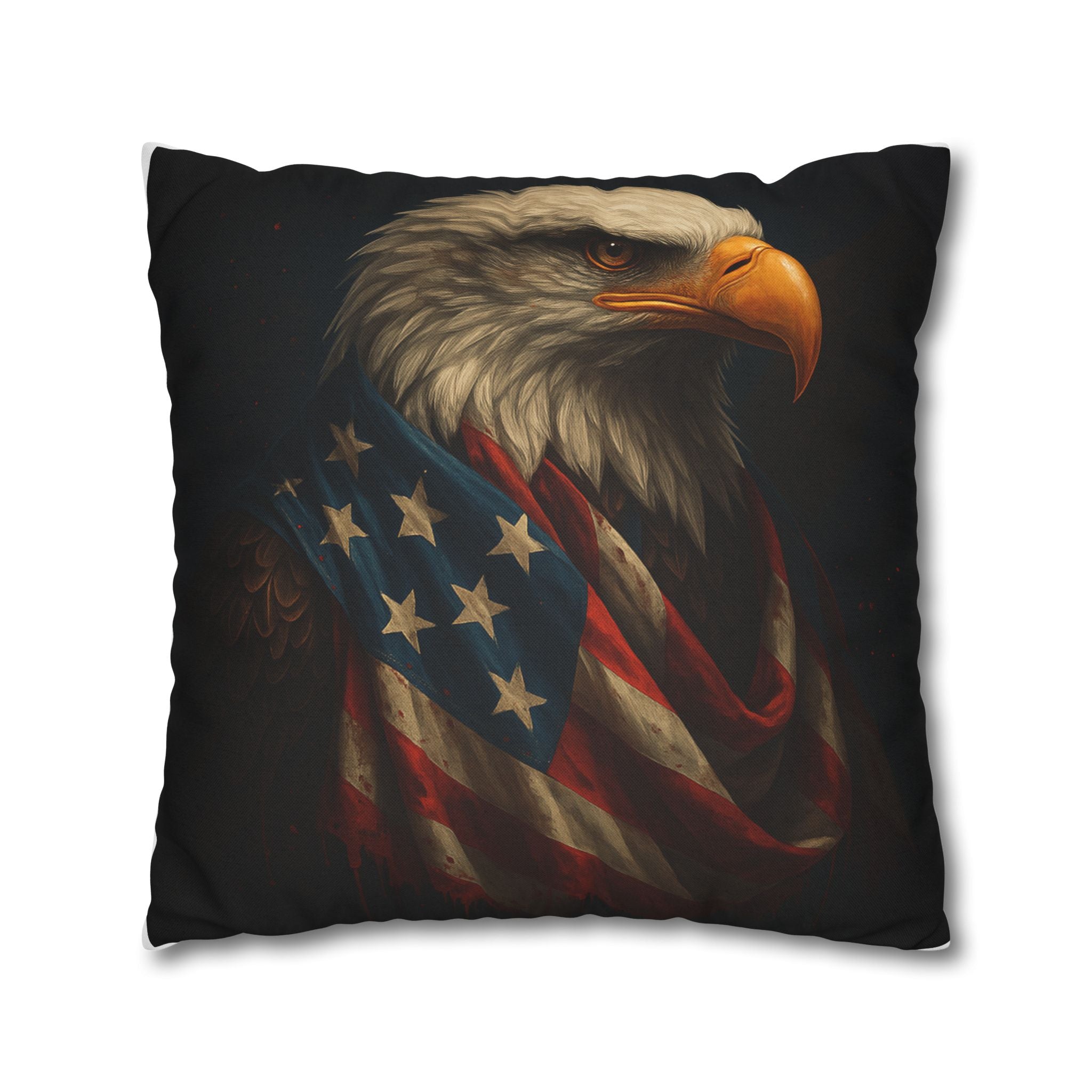 Patriotic Eagle Throw Pillowcase — Bald Eagle with American Flag