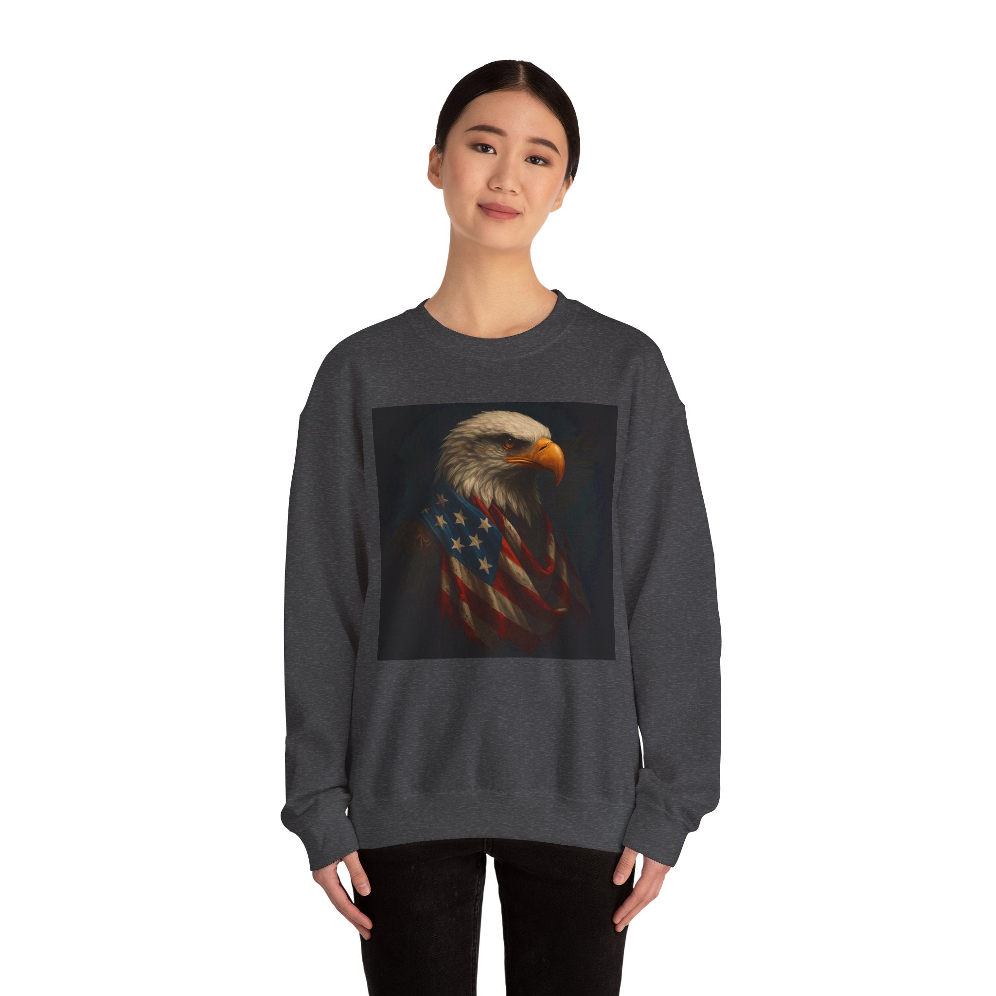 American Eagle Flag Sweatshirt — Patriotic Bald Eagle Crewneck