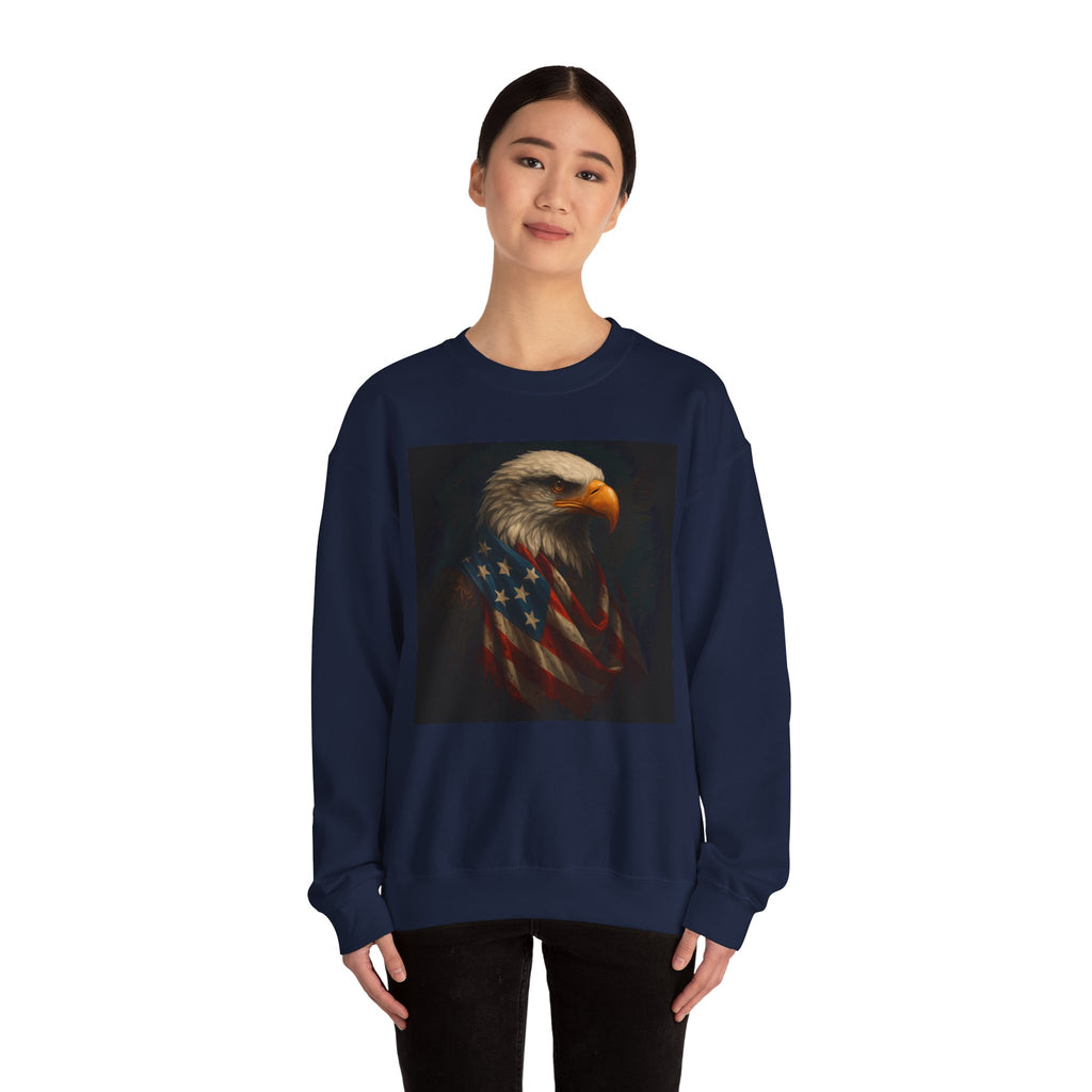 American Eagle Flag Sweatshirt — Patriotic Bald Eagle Crewneck