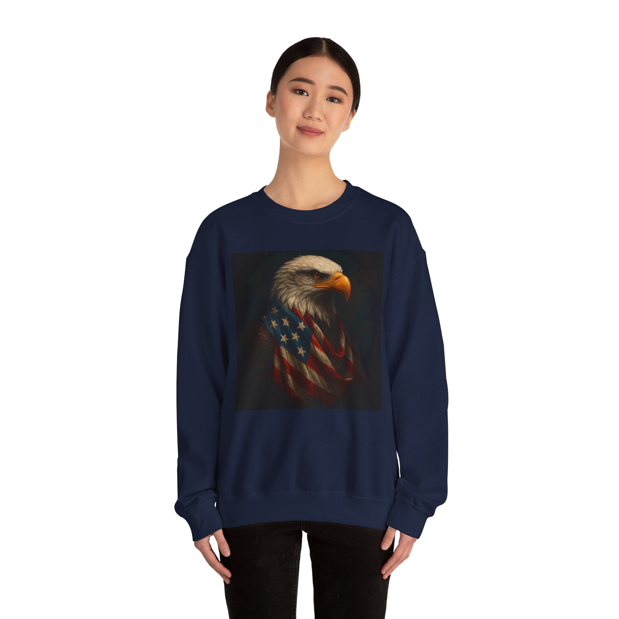 American Eagle Flag Sweatshirt — Patriotic Bald Eagle Crewneck