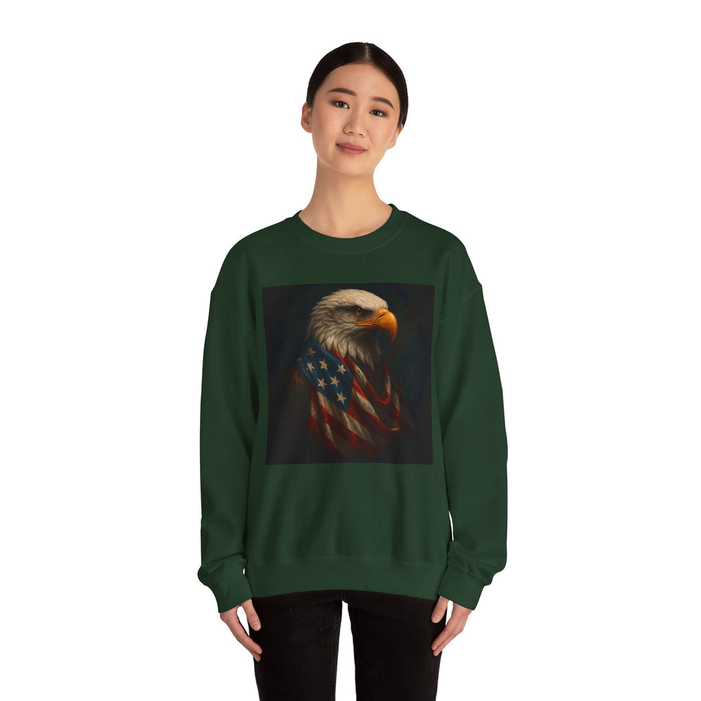 American Eagle Flag Sweatshirt — Patriotic Bald Eagle Crewneck