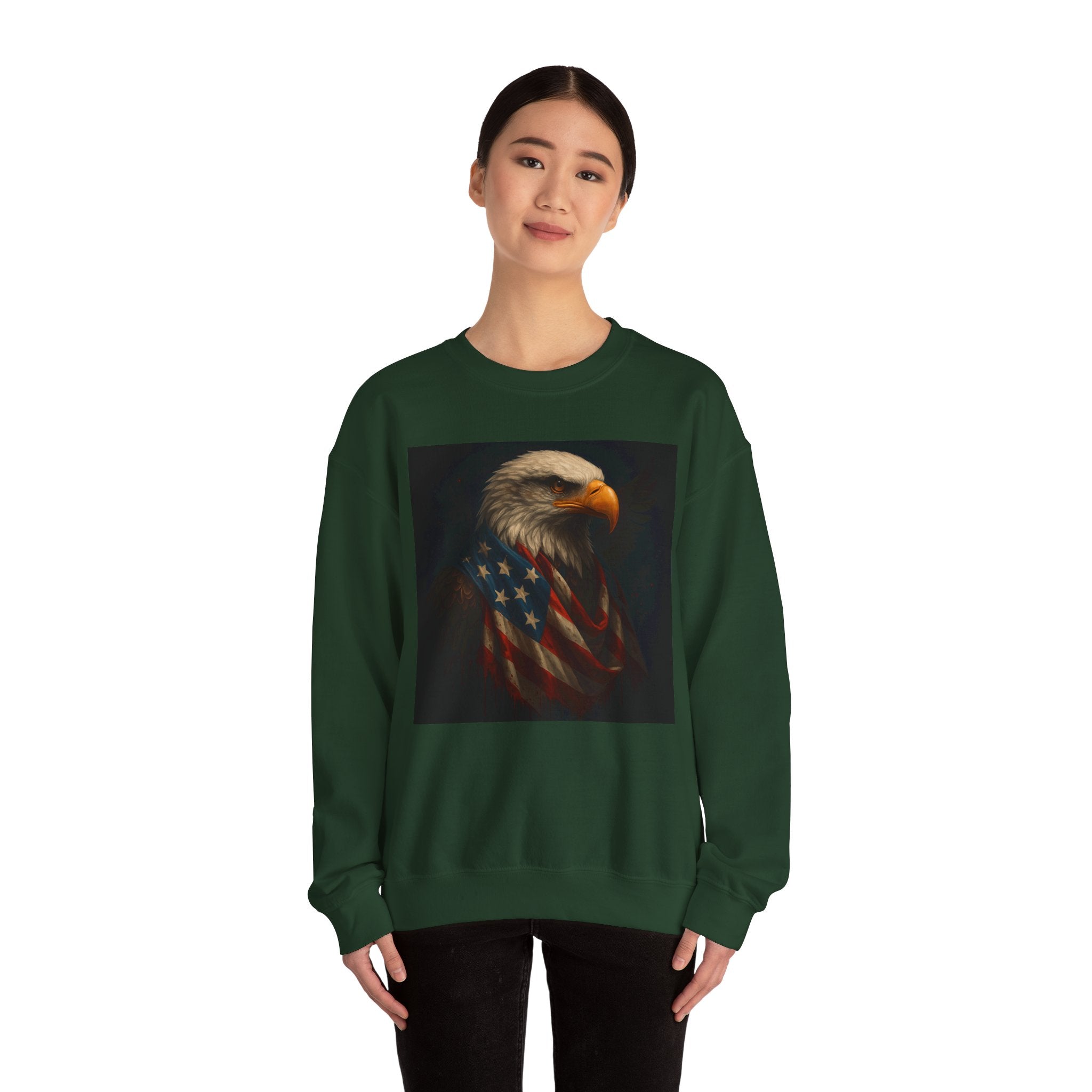American Eagle Flag Sweatshirt — Patriotic Bald Eagle Crewneck