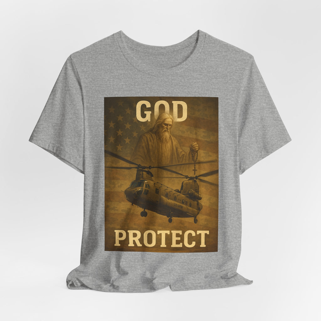 God Protect Military Helicopter T‑Shirt