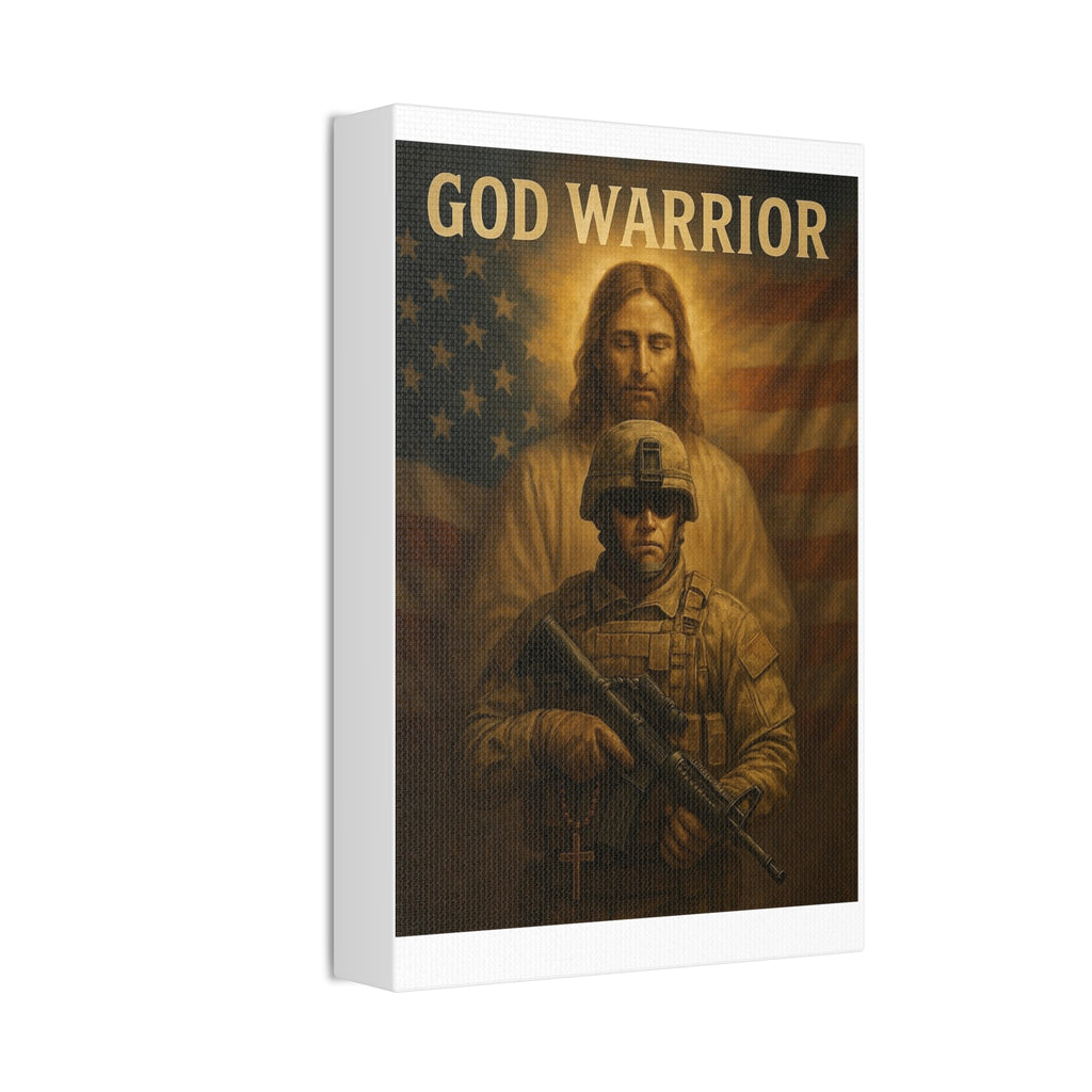 God Warrior Canvas Print — Patriotic Military Jesus Wall Art