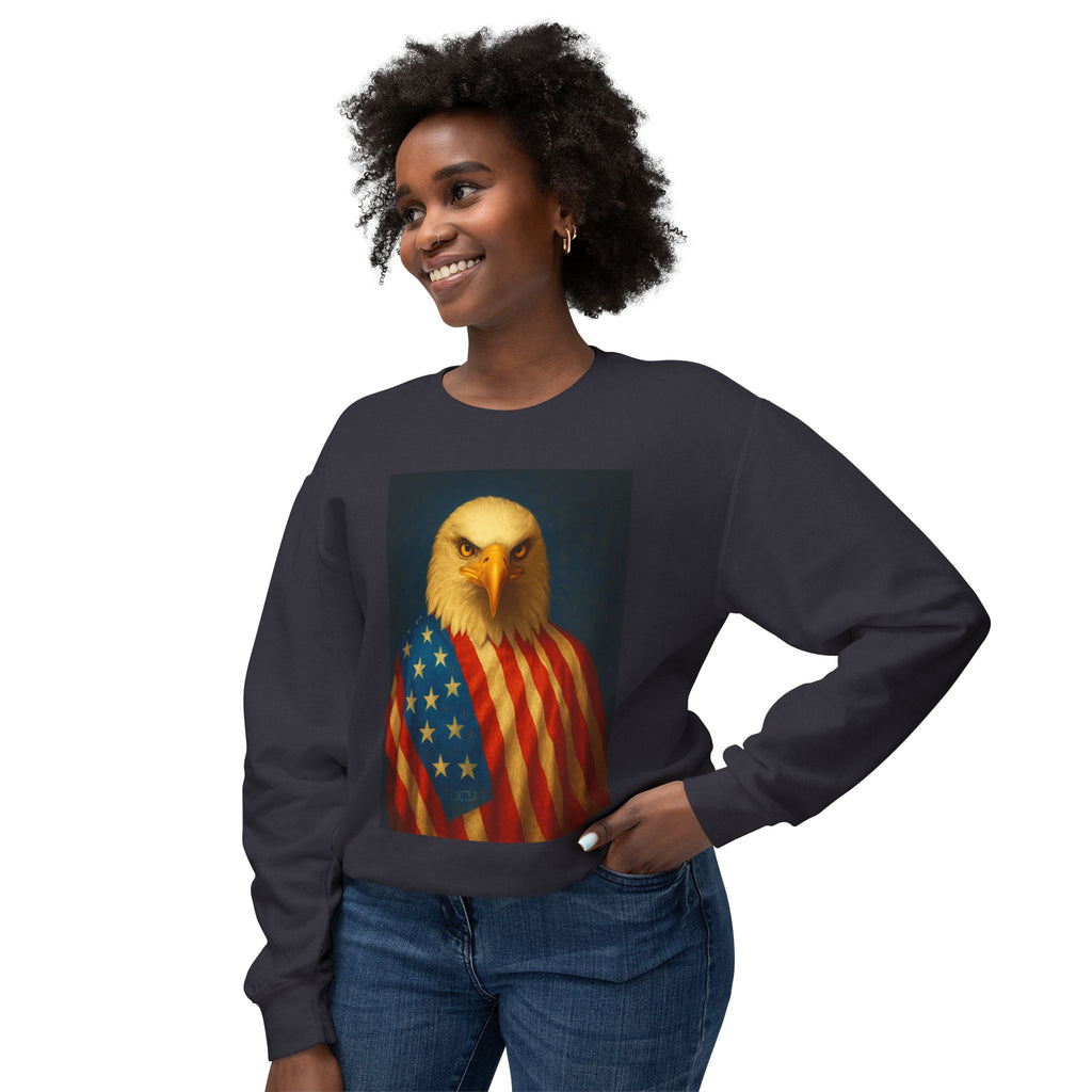 Patriotic Eagle Crewneck Sweatshirt — American Flag Bald Eagle Design