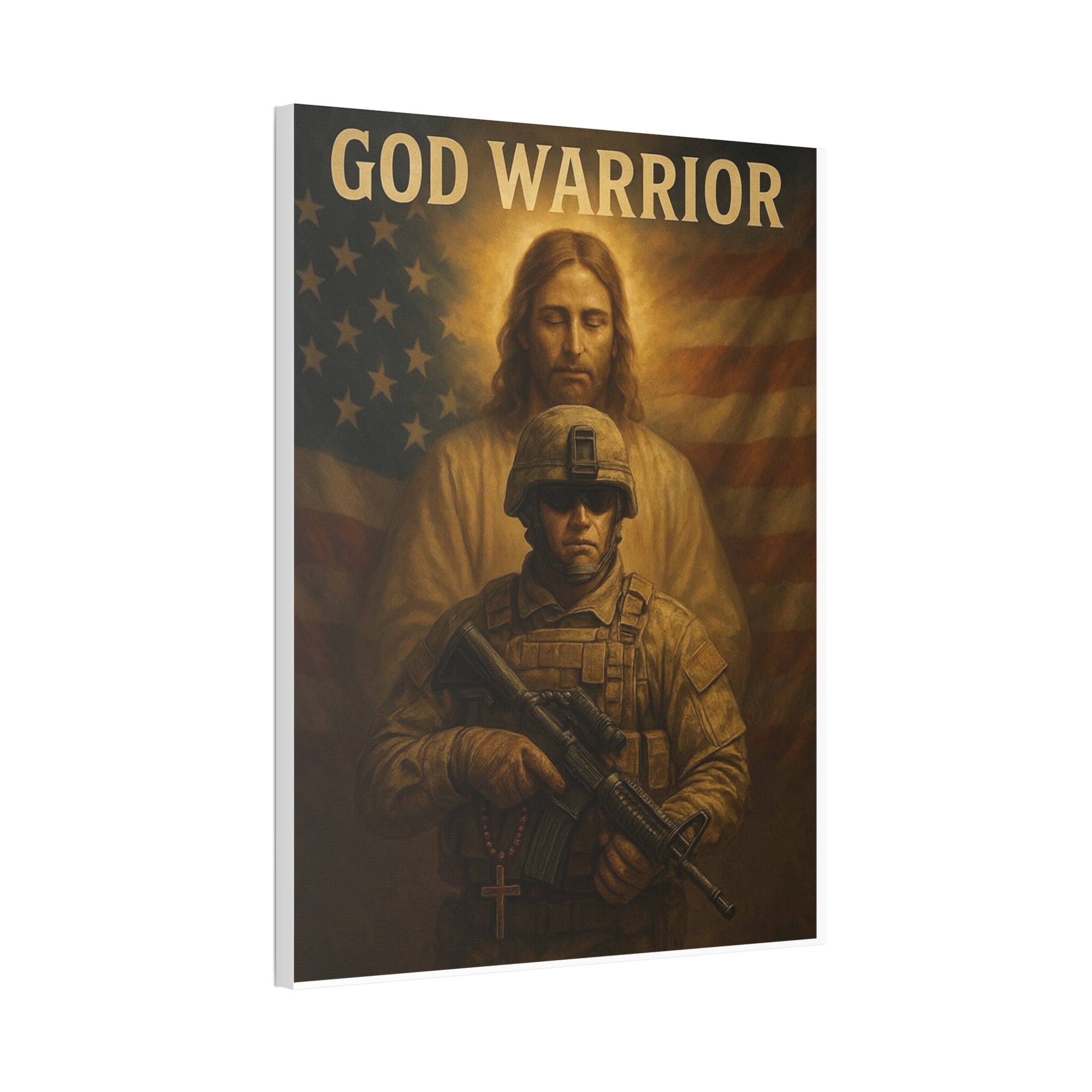 God Warrior Canvas Print — Patriotic Military Jesus Wall Art