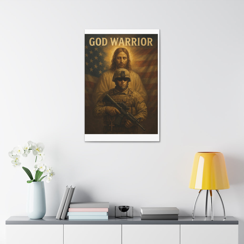 God Warrior Canvas Print — Patriotic Military Jesus Wall Art