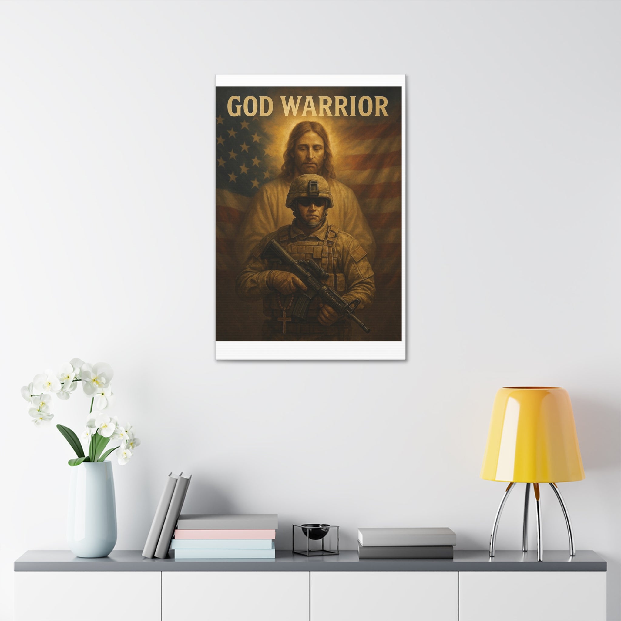 God Warrior Canvas Print — Patriotic Military Jesus Wall Art