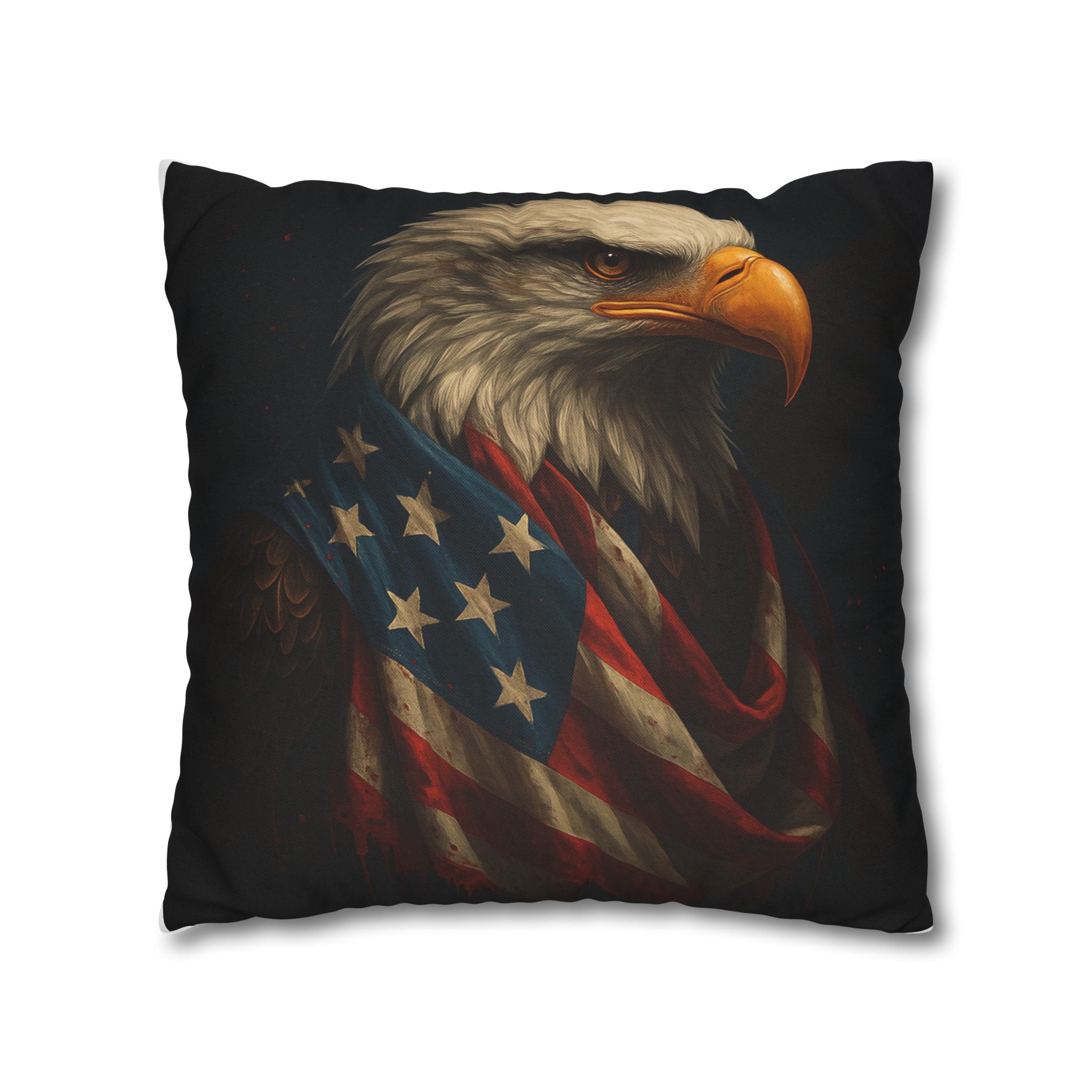 Patriotic Eagle Throw Pillowcase — Bald Eagle with American Flag