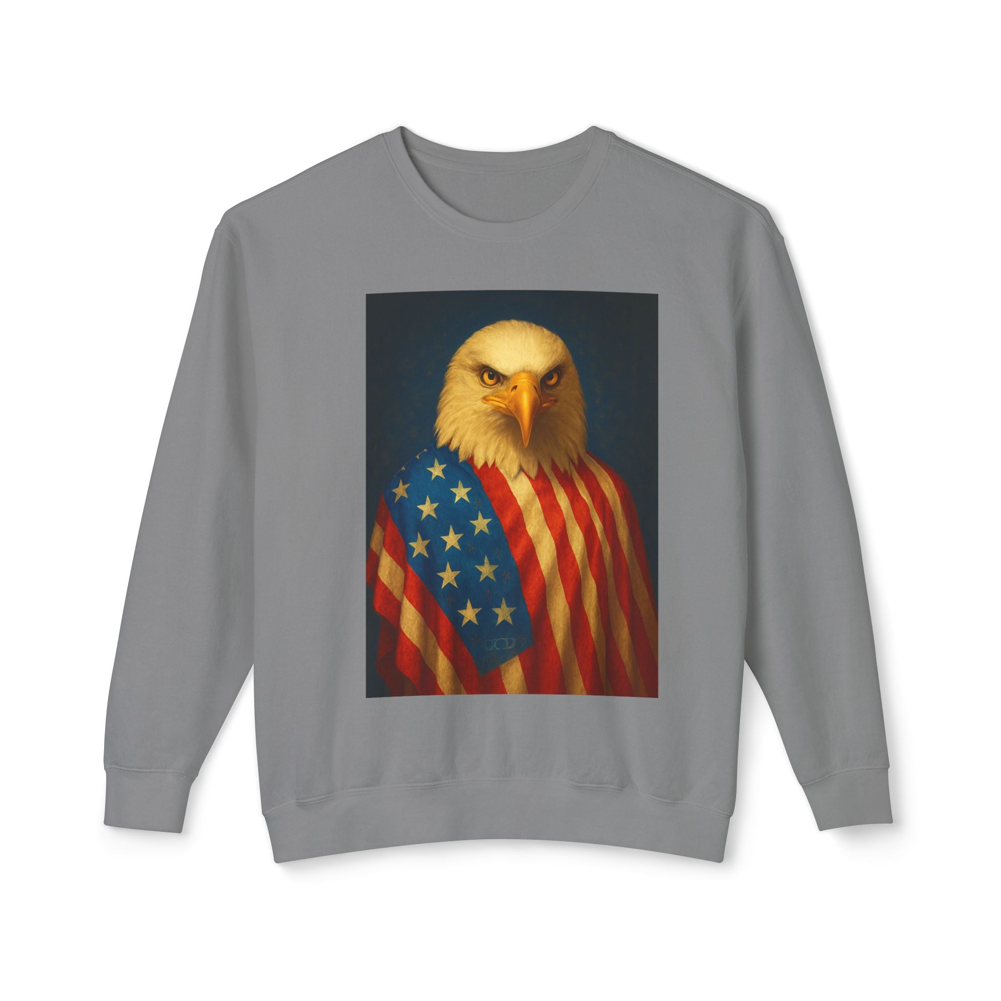 Patriotic Eagle Crewneck Sweatshirt — American Flag Bald Eagle Design