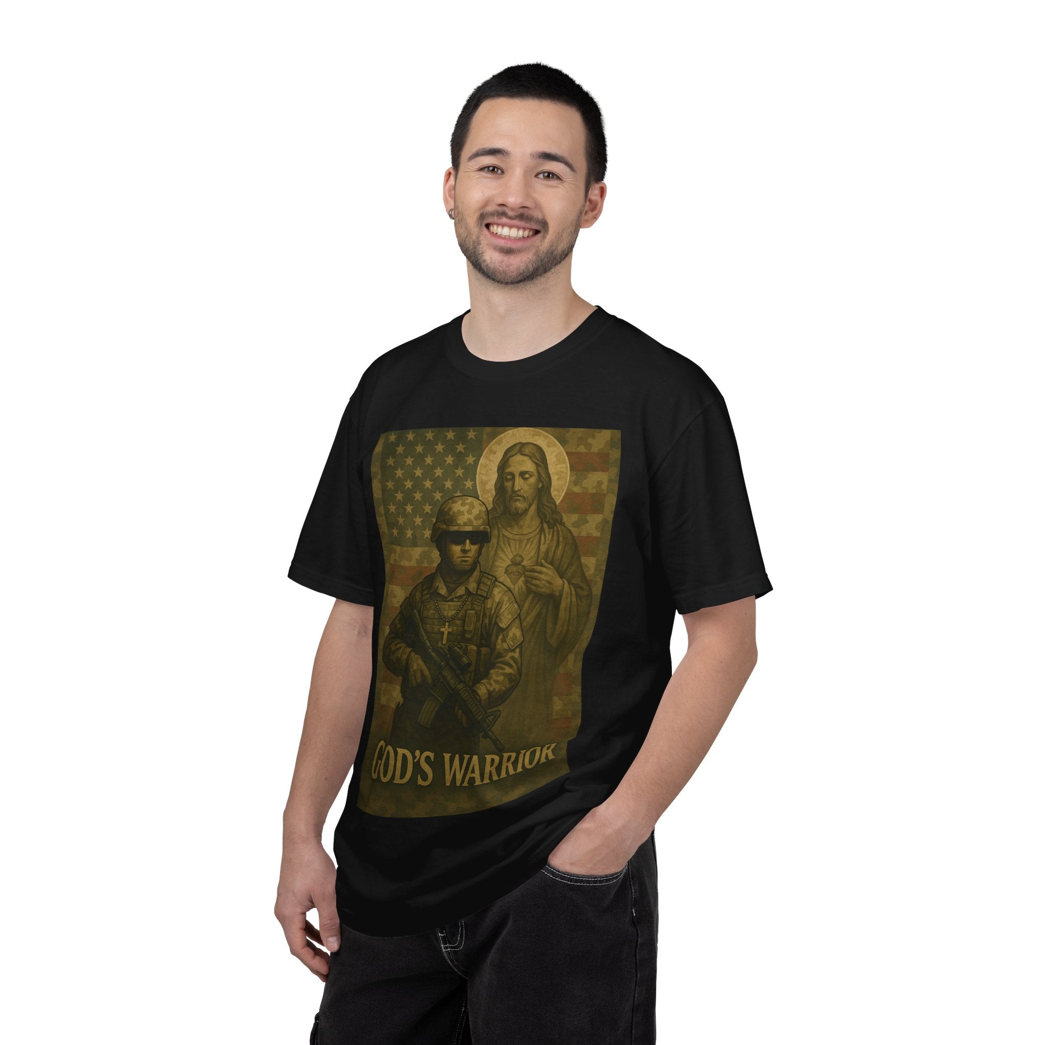 T-Shirt — "God's Warrior" Christian Military Graphic Tee