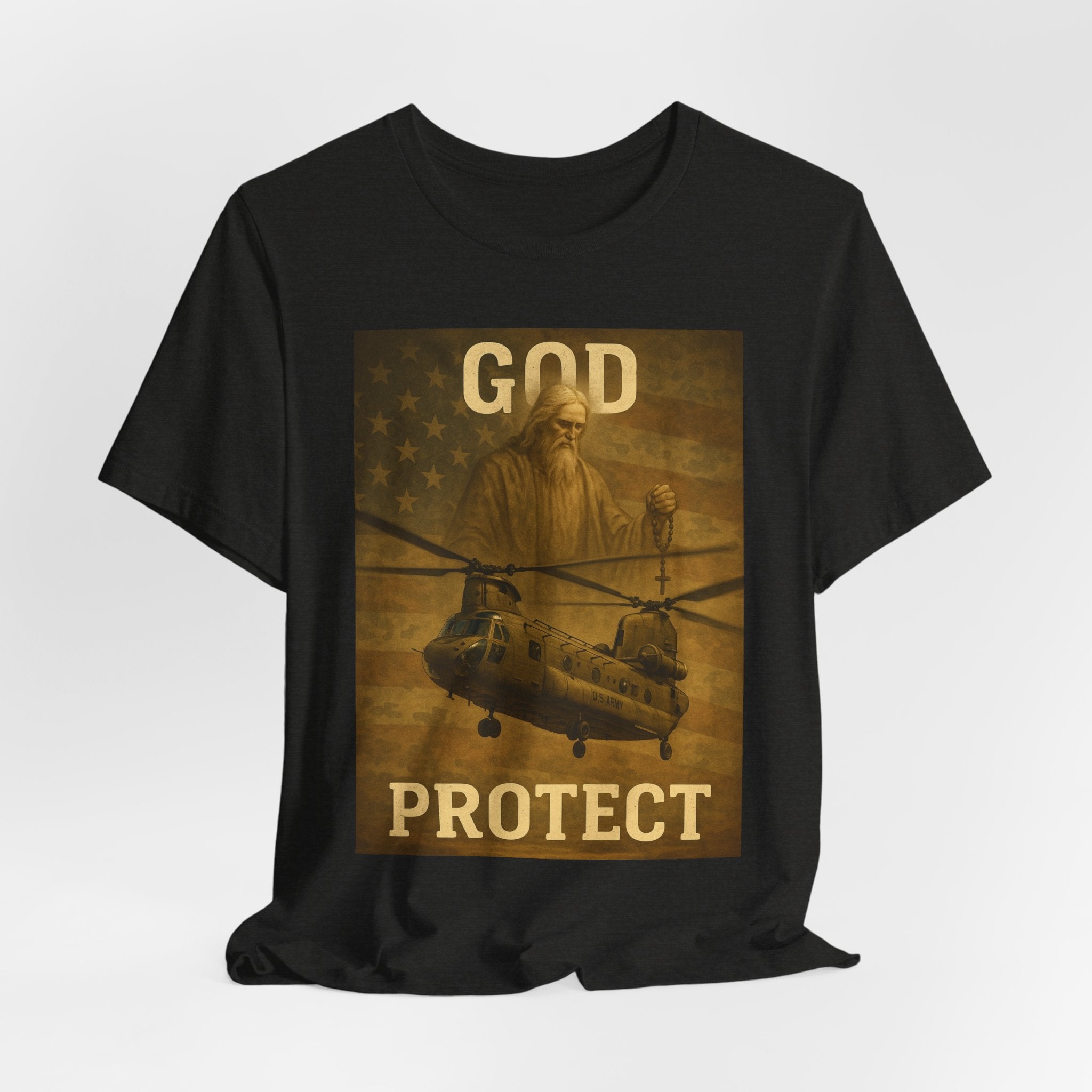 God Protect Military Helicopter T‑Shirt