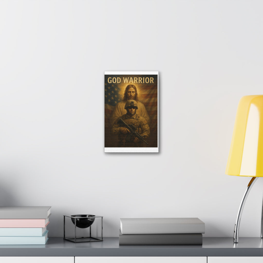 God Warrior Canvas Print — Patriotic Military Jesus Wall Art