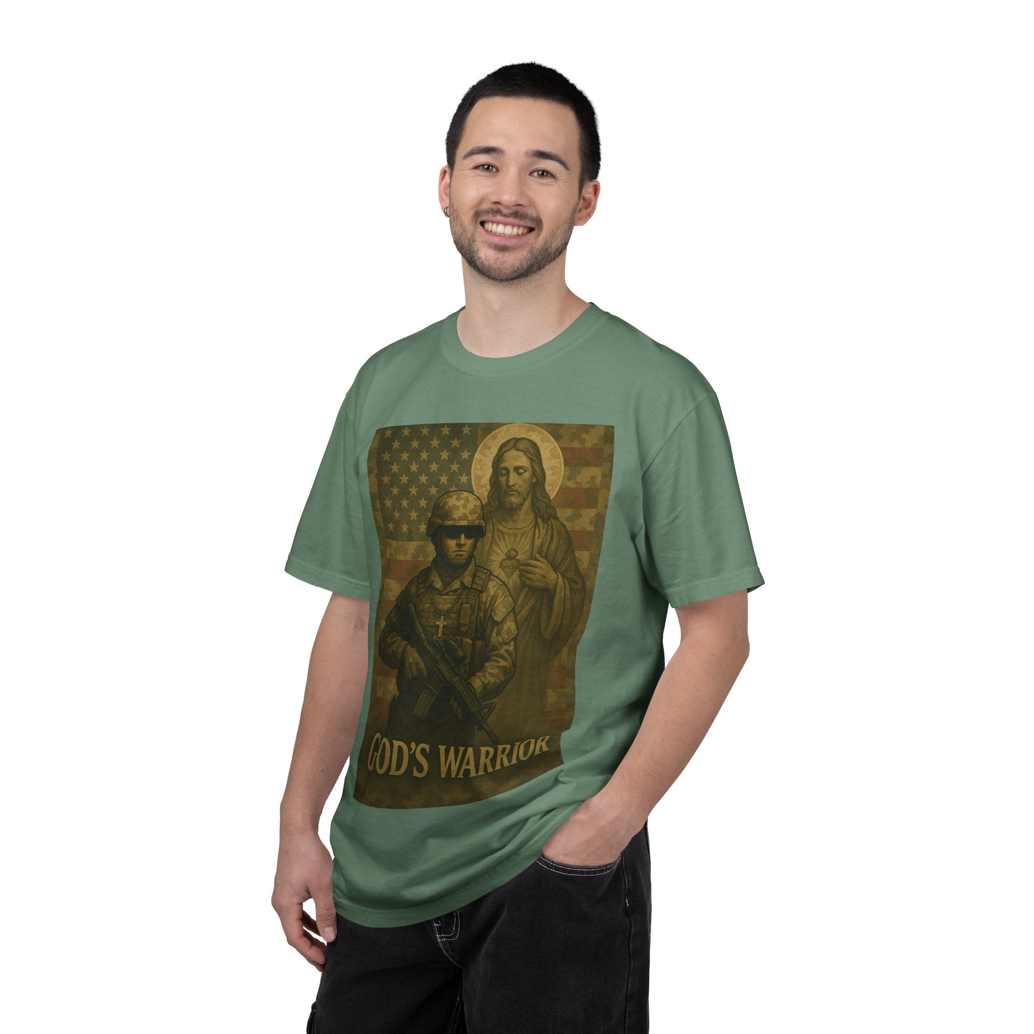 T-Shirt — "God's Warrior" Christian Military Graphic Tee