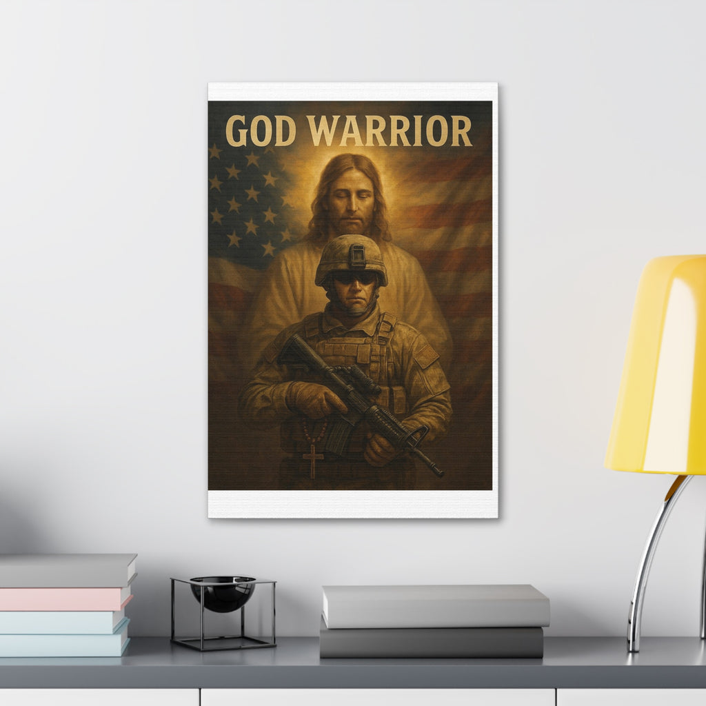 God Warrior Canvas Print — Patriotic Military Jesus Wall Art
