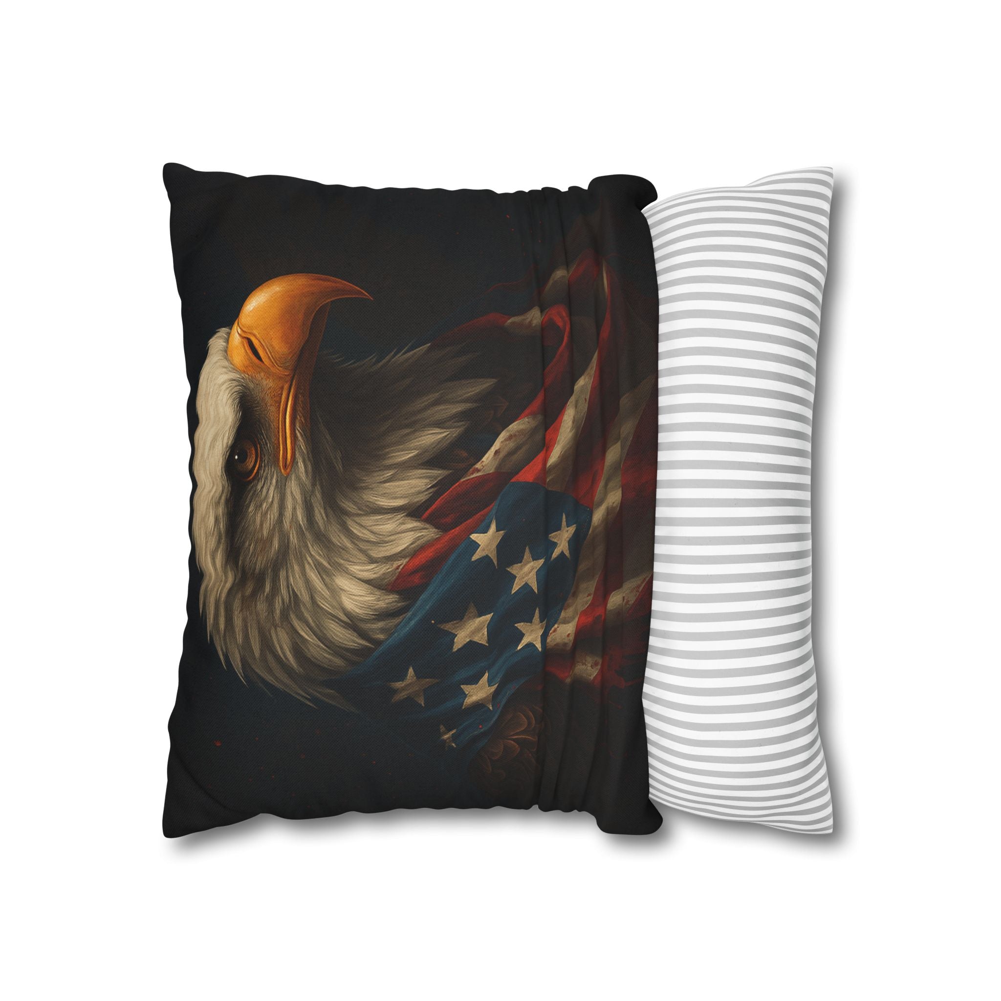 Patriotic Eagle Throw Pillowcase — Bald Eagle with American Flag