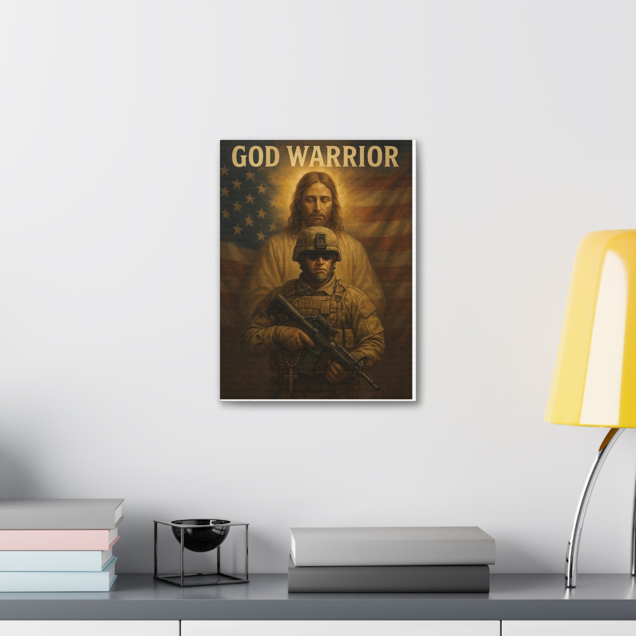 God Warrior Canvas Print — Patriotic Military Jesus Wall Art