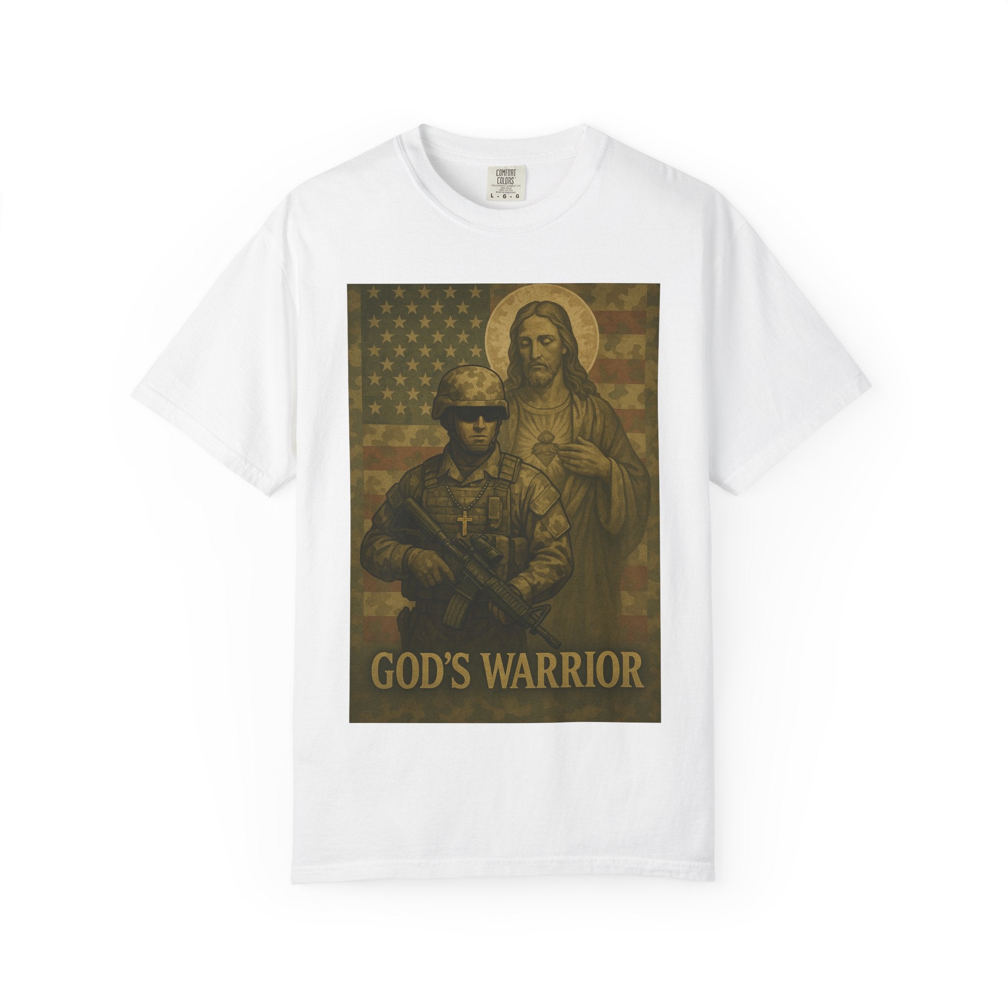 T-Shirt — "God's Warrior" Christian Military Graphic Tee