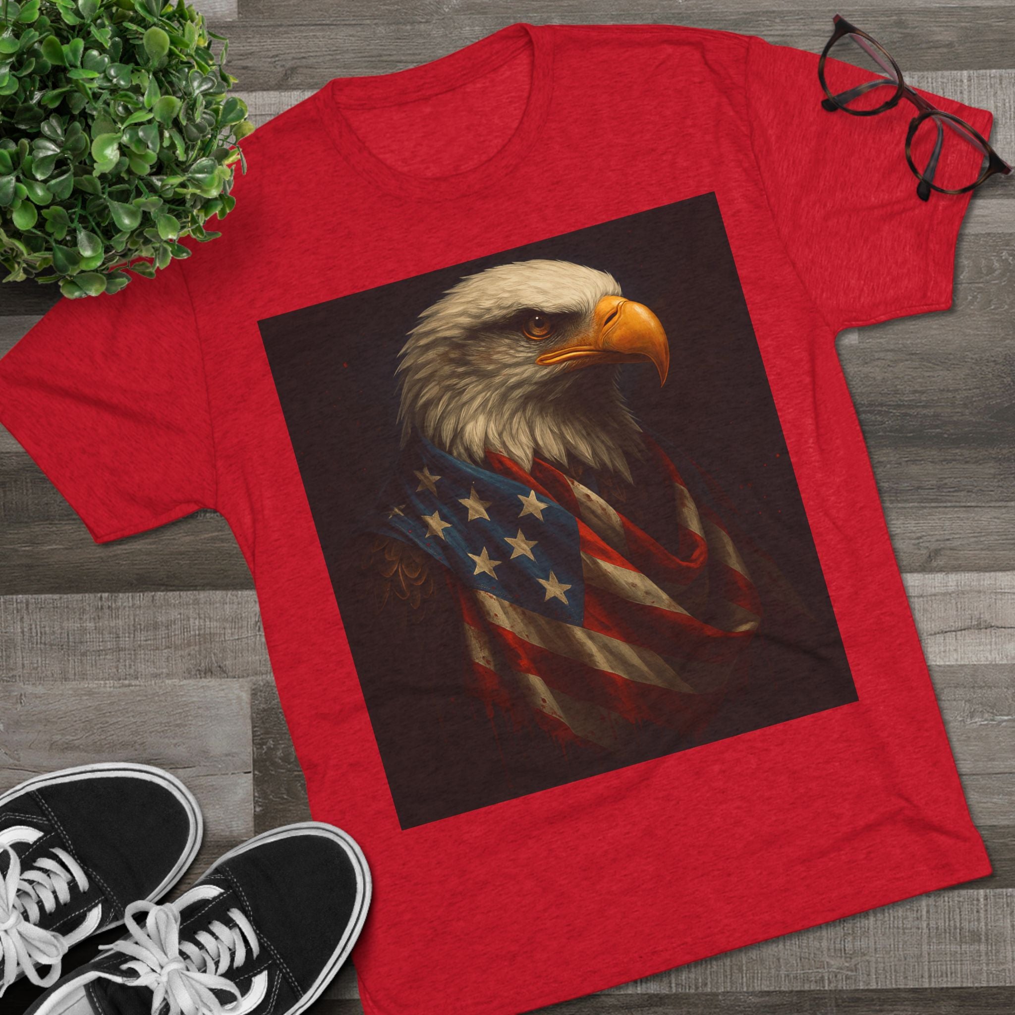 Patriotic Bald Eagle Tee — American Flag Graphic T-Shirt for Veterans & Fourth of July