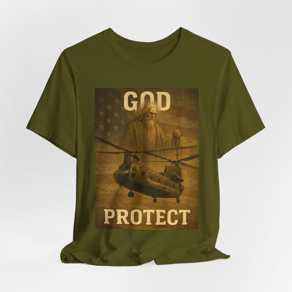 God Protect Military Helicopter T‑Shirt