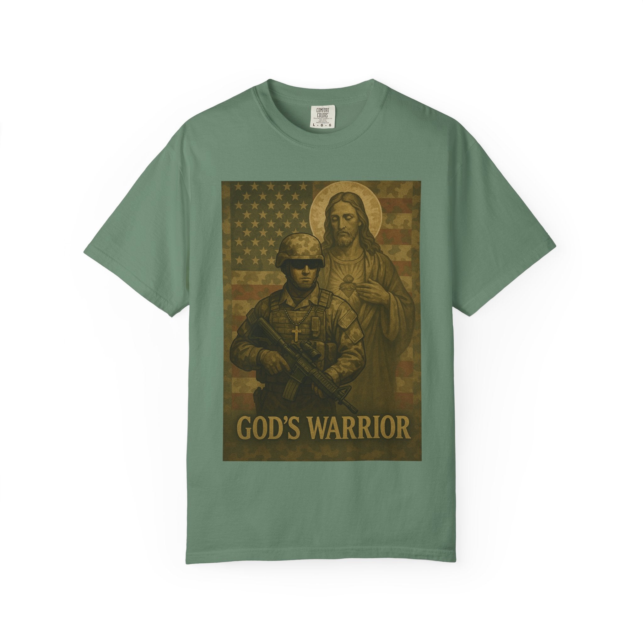 T-Shirt — "God's Warrior" Christian Military Graphic Tee