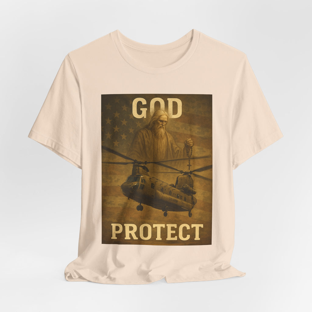 God Protect Military Helicopter T‑Shirt