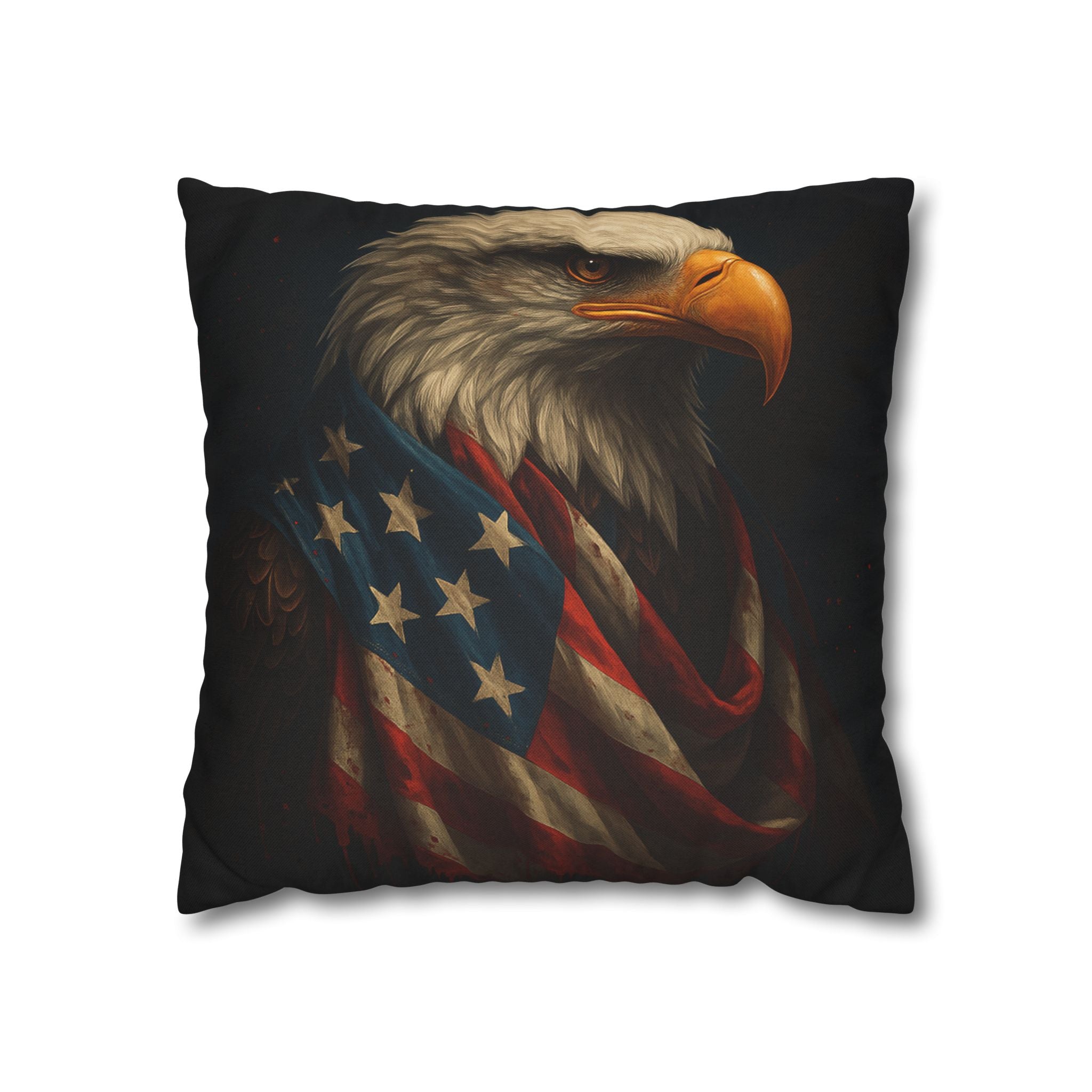 Patriotic Eagle Throw Pillowcase — Bald Eagle with American Flag