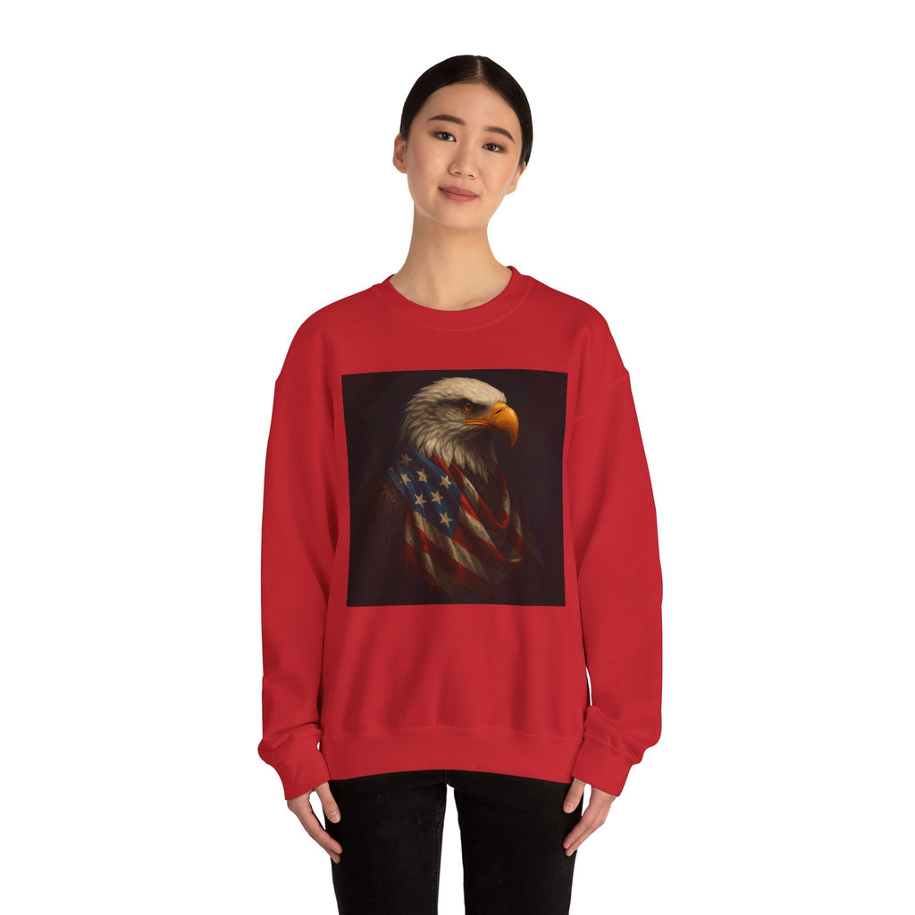 American Eagle Flag Sweatshirt — Patriotic Bald Eagle Crewneck