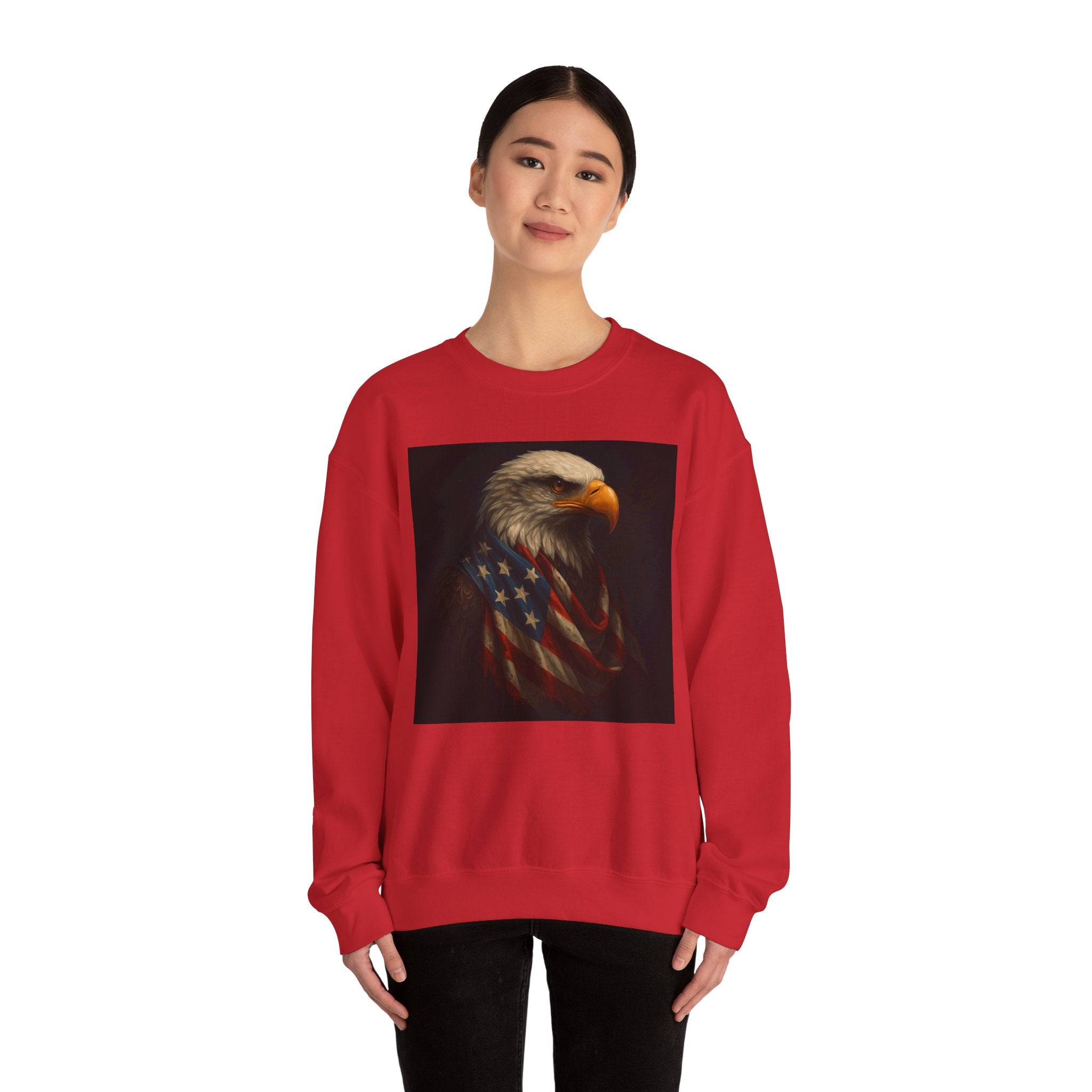 American Eagle Flag Sweatshirt — Patriotic Bald Eagle Crewneck