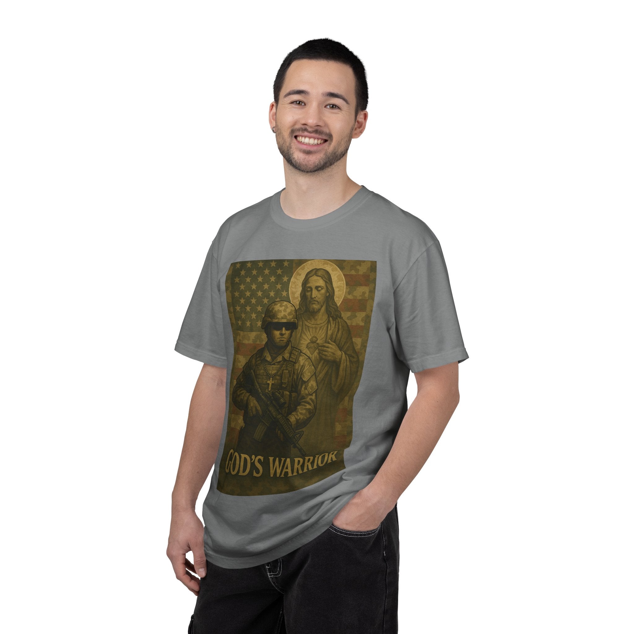 T-Shirt — "God's Warrior" Christian Military Graphic Tee