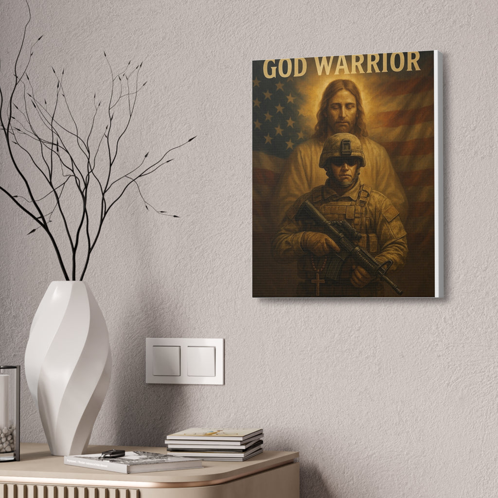 God Warrior Canvas Print — Patriotic Military Jesus Wall Art