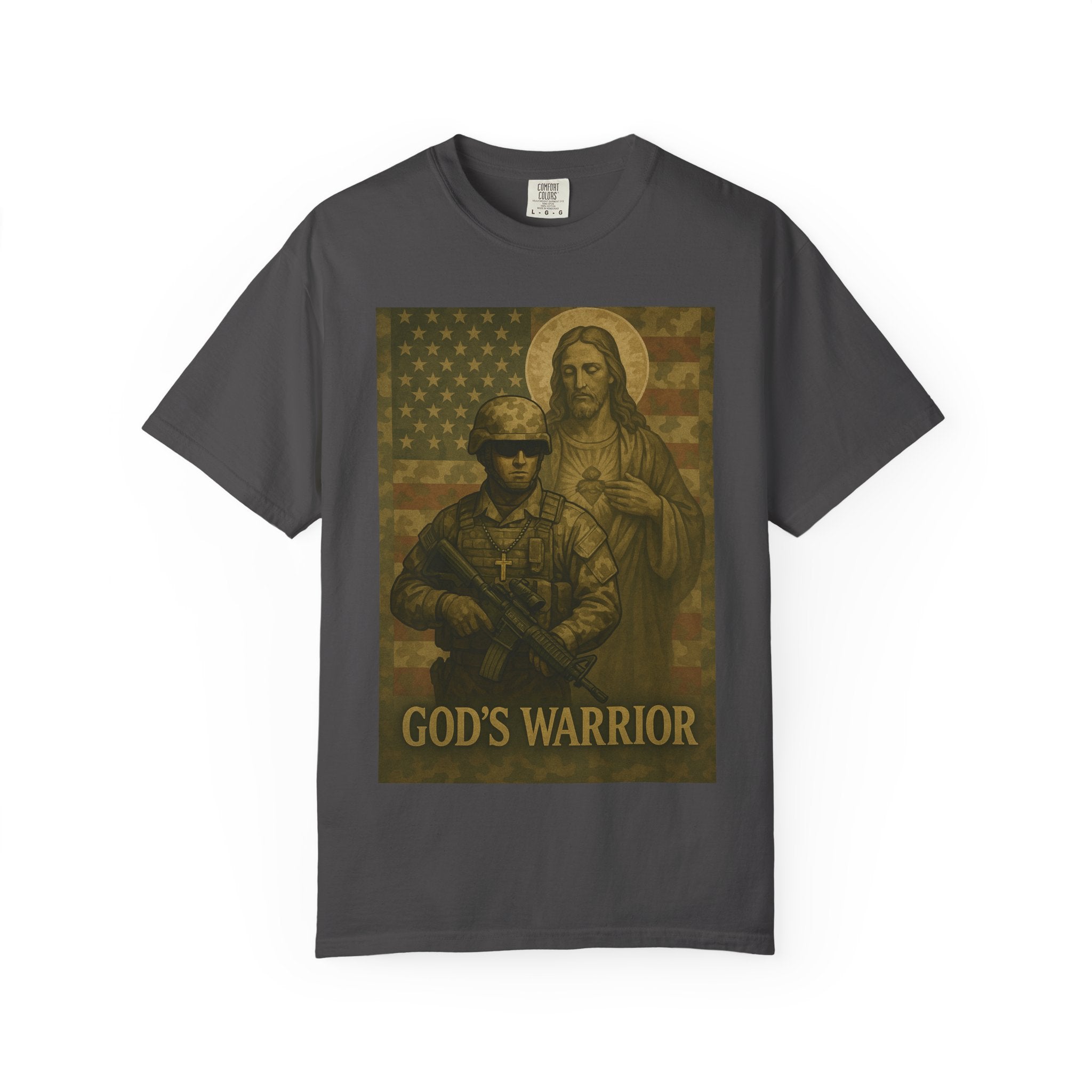 T-Shirt — "God's Warrior" Christian Military Graphic Tee